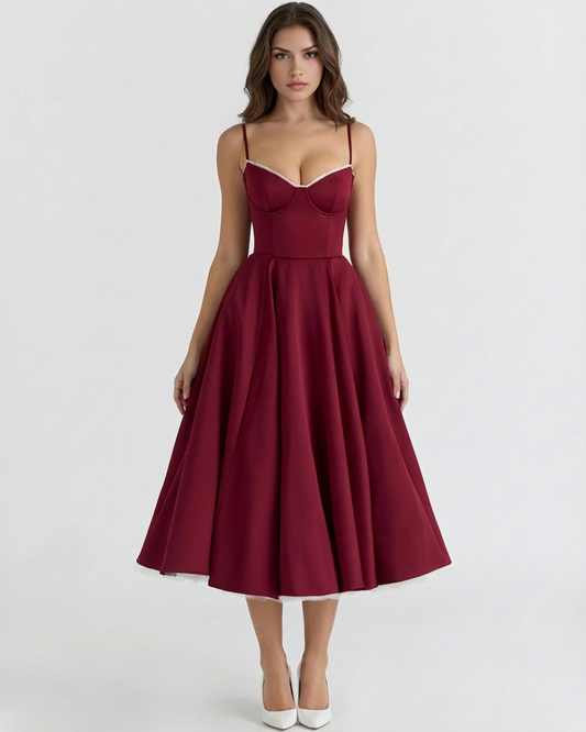 Vestido Selene en color burdeos - Cloe Montiel