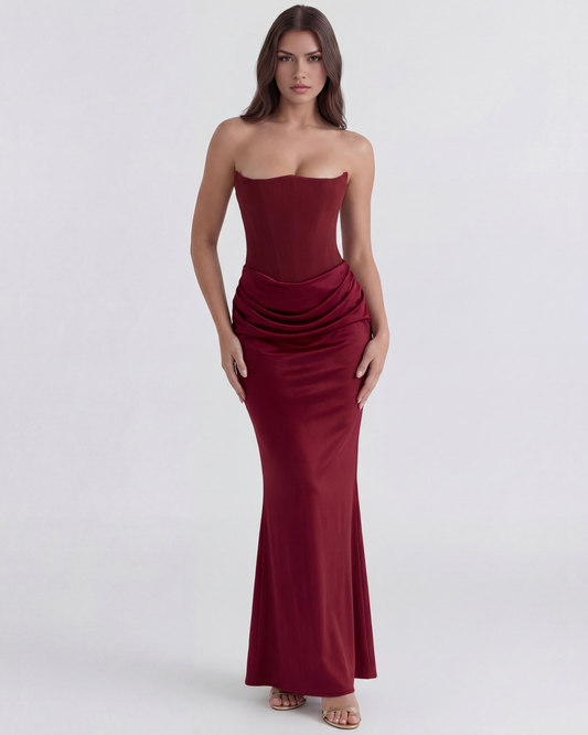 Vestido Rosalind en color burdeos - Cloe Montiel