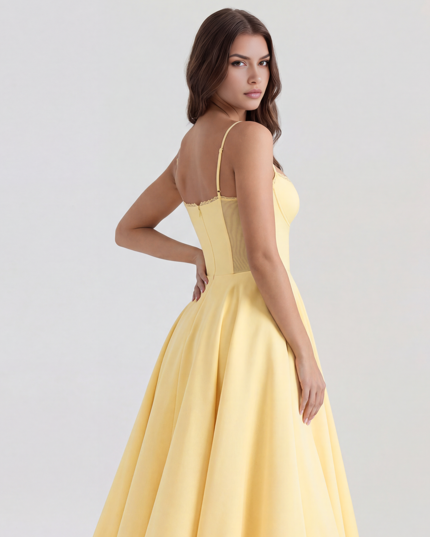 Vestido Selene en color amarillo mantequilla - Cloe Montiel