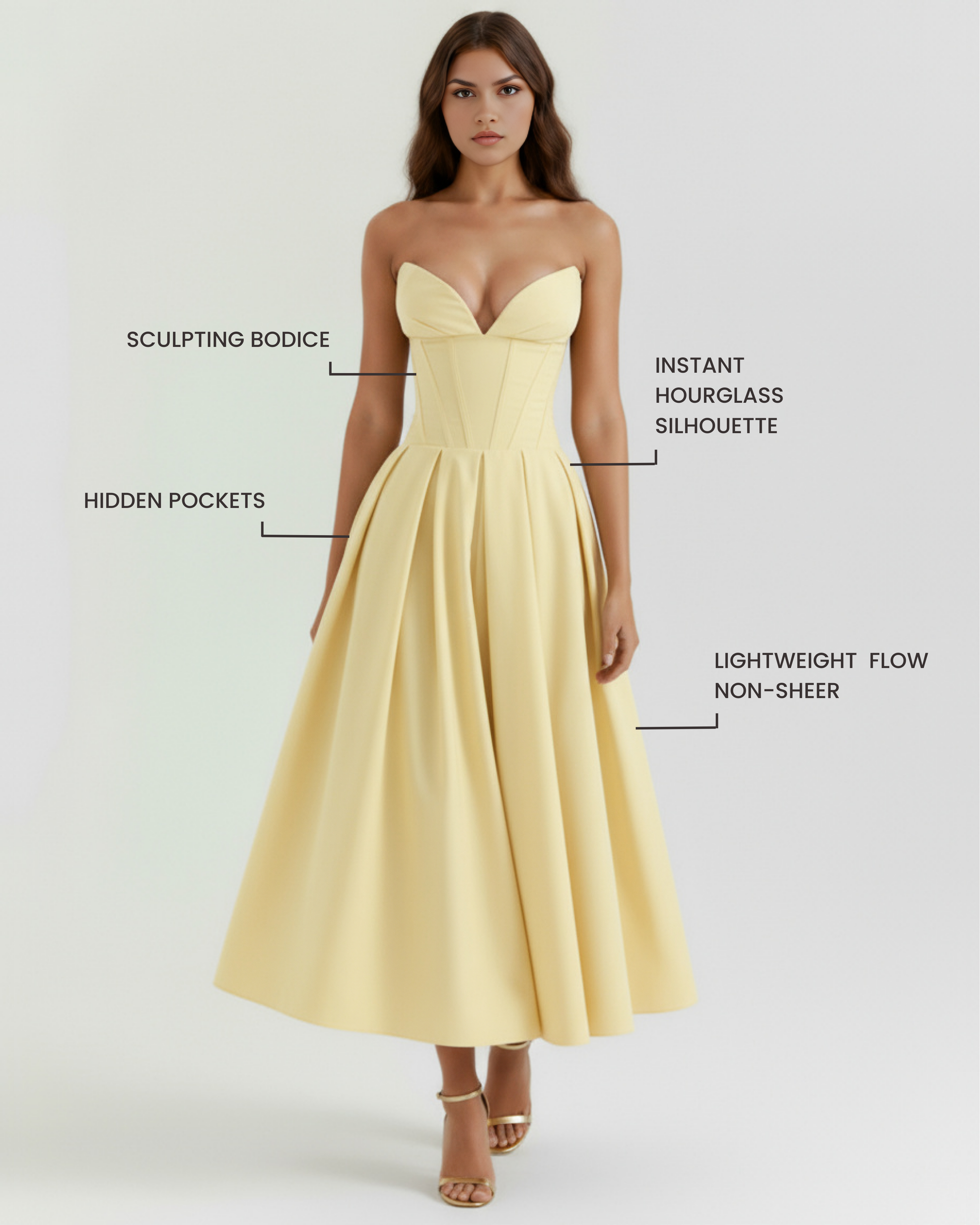 Vestido Amalfi en color amarillo claro - Cloe Montiel