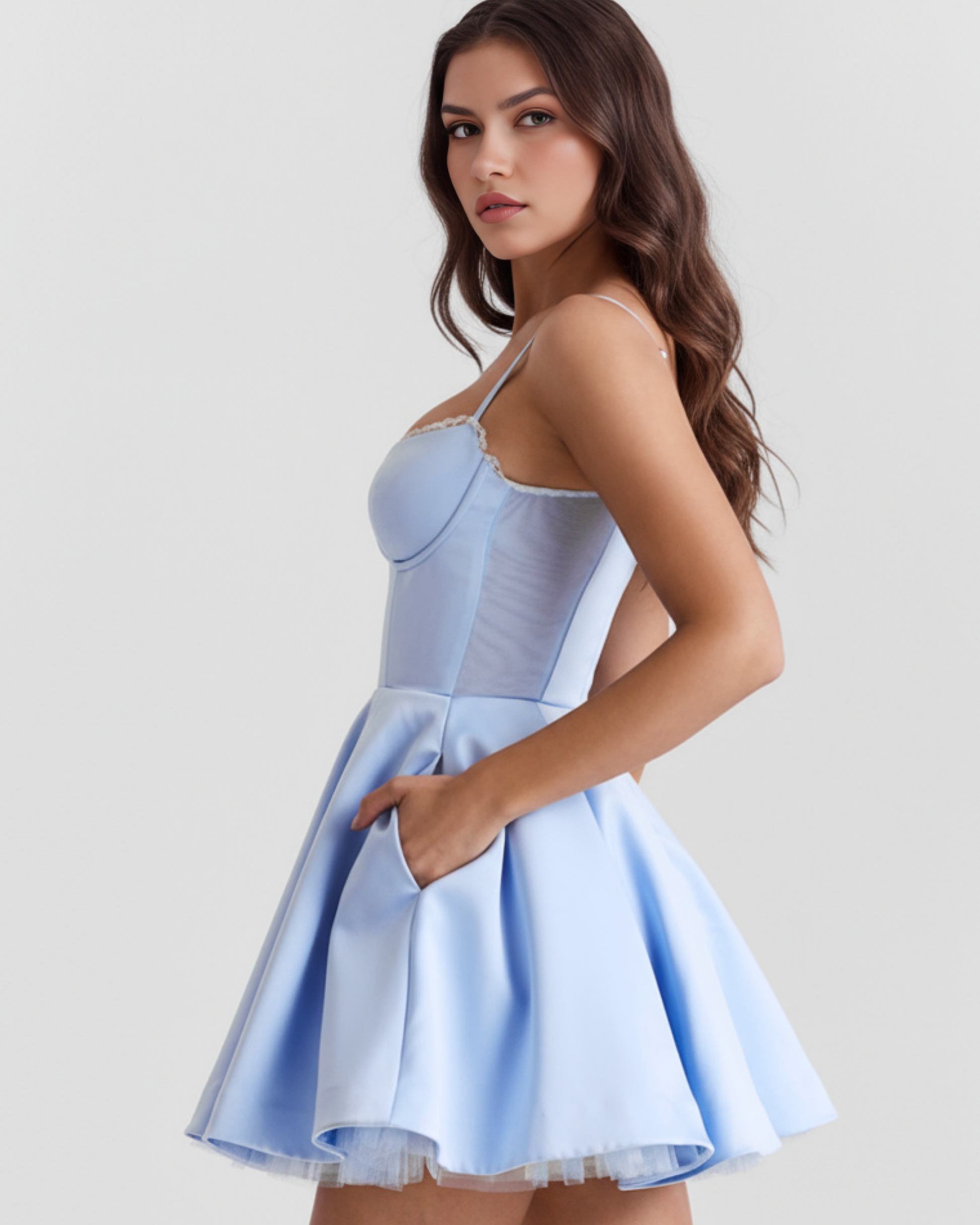 Vestido Selene en color azul bebé - Cloe Montiel