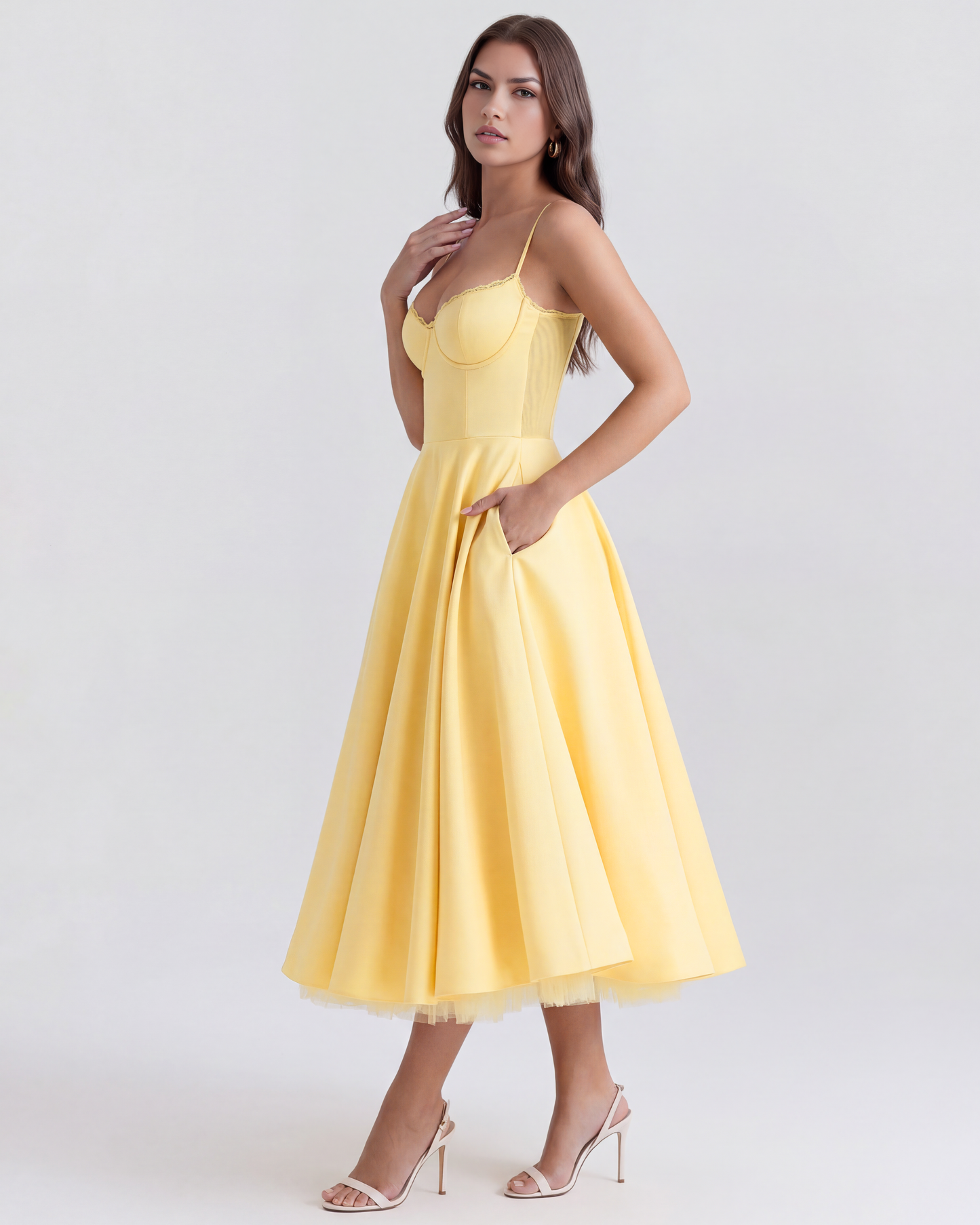 Vestido Selene en color amarillo mantequilla - Cloe Montiel
