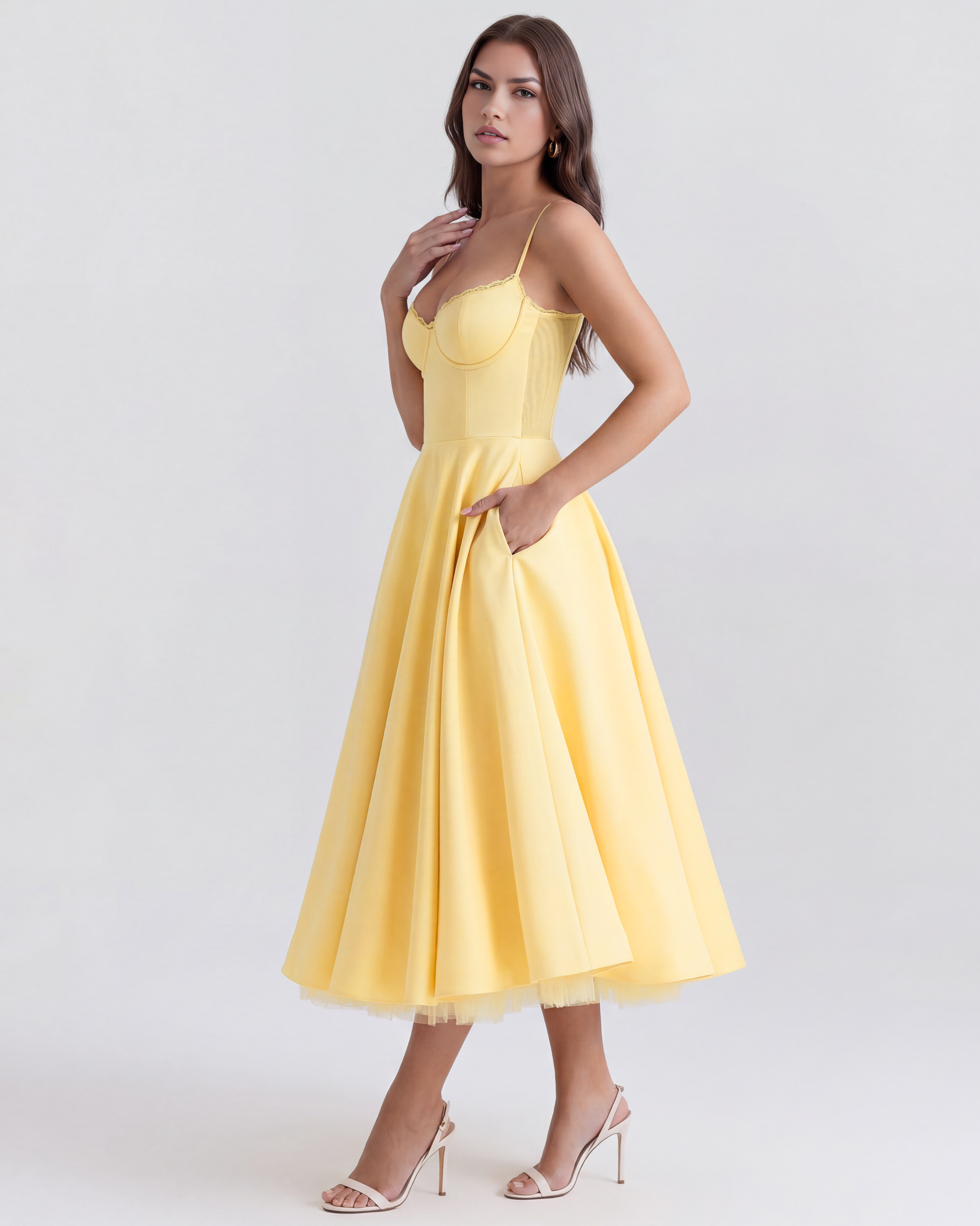 Vestido Selene en color amarillo mantequilla - Cloe Montiel