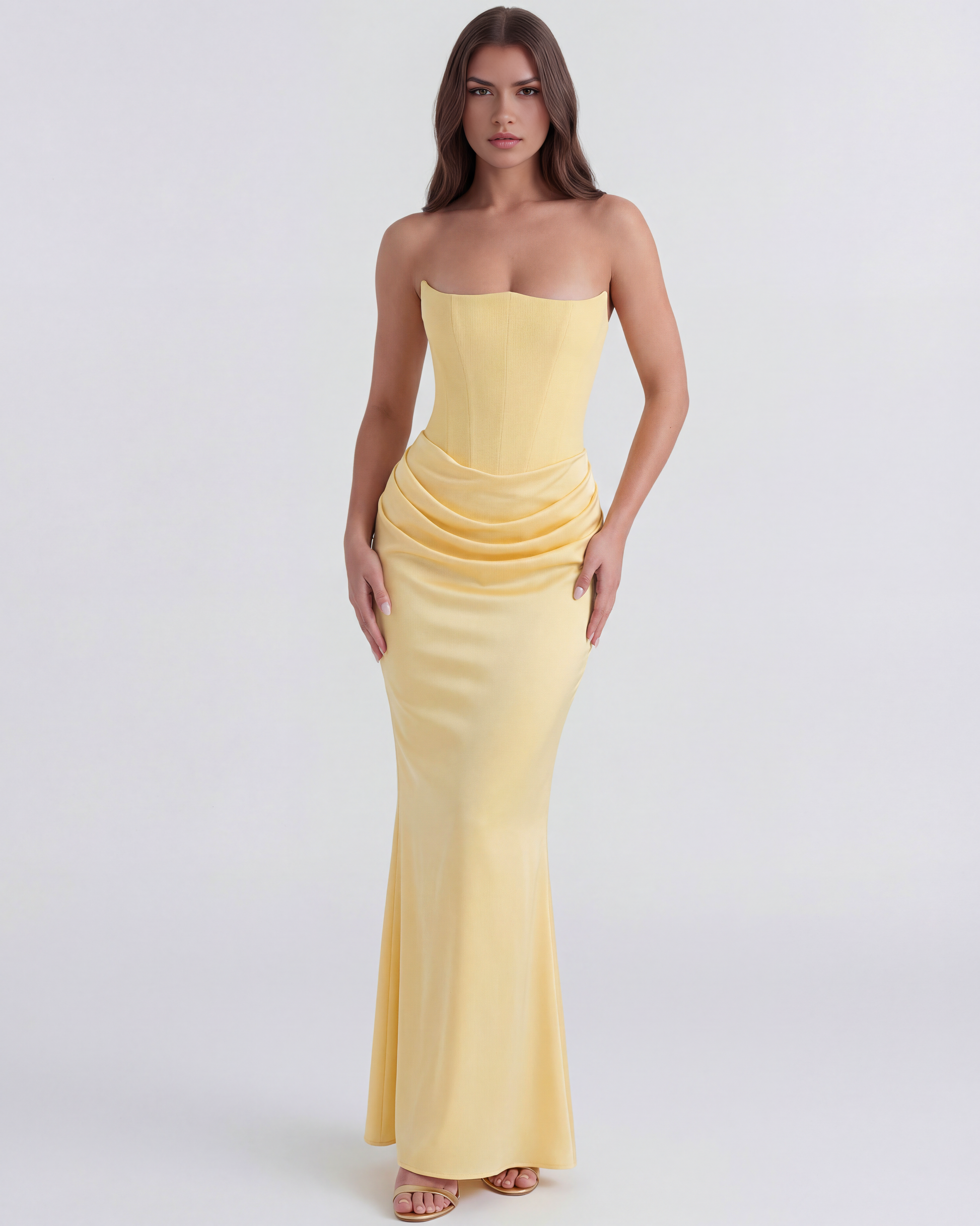 Vestido Rosalind en color amarillo mantequilla - Cloe Montiel