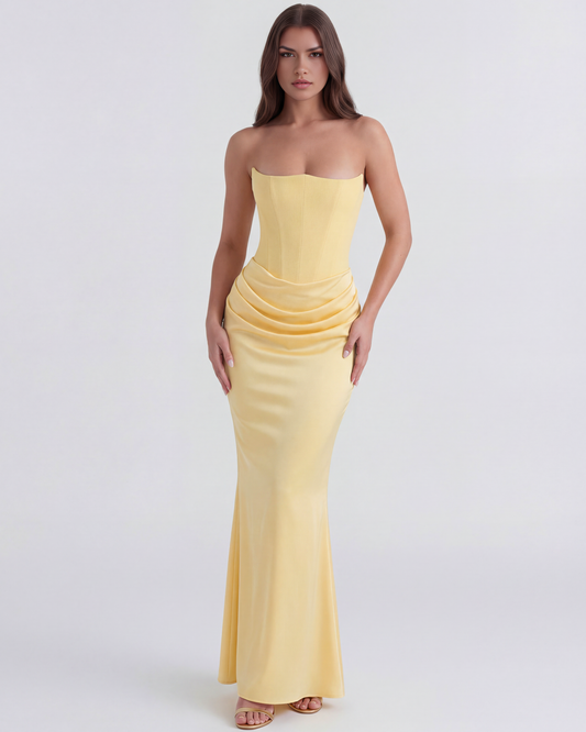 Vestido Rosalind en color amarillo mantequilla - Cloe Montiel