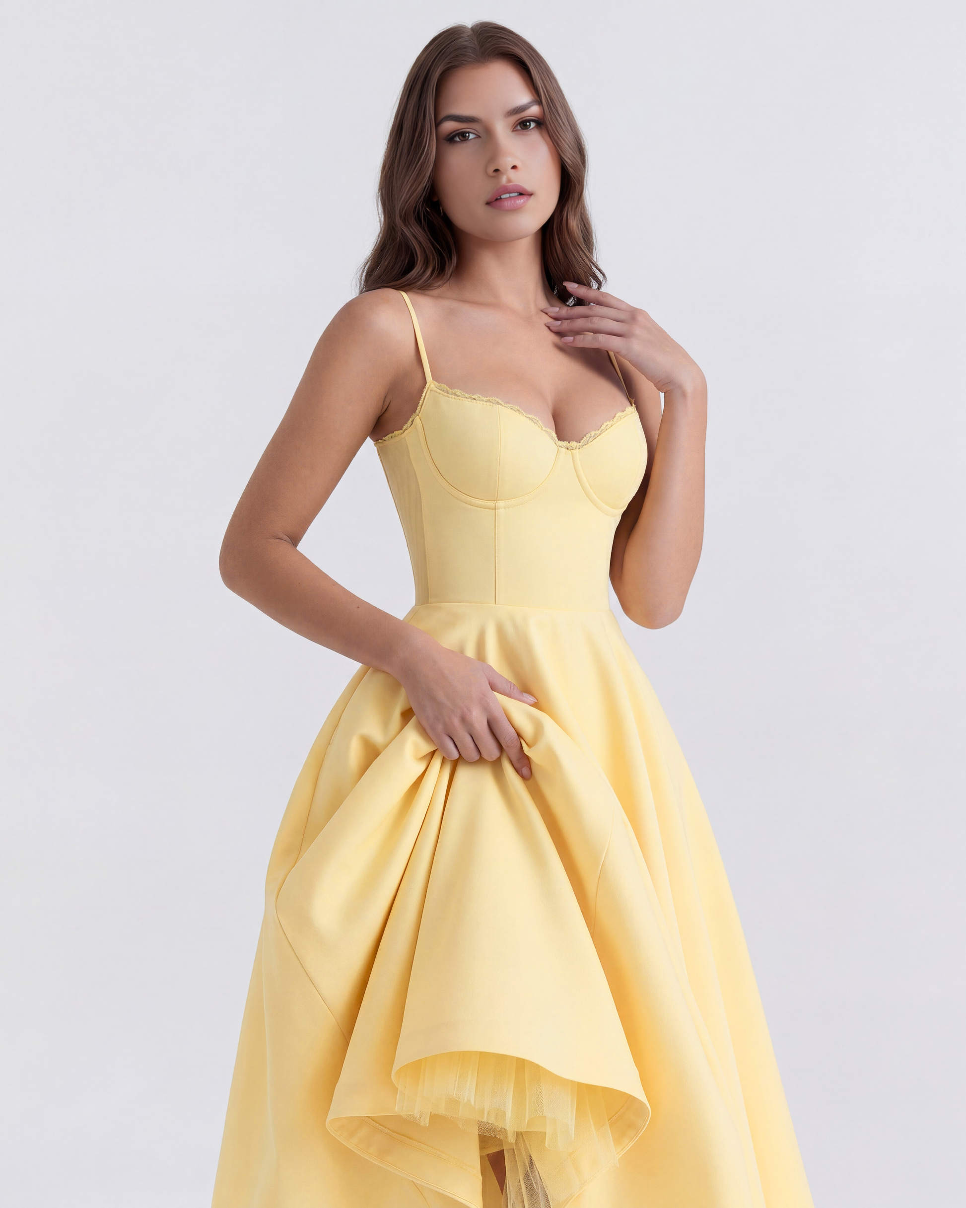Vestido Selene en color amarillo mantequilla - Cloe Montiel