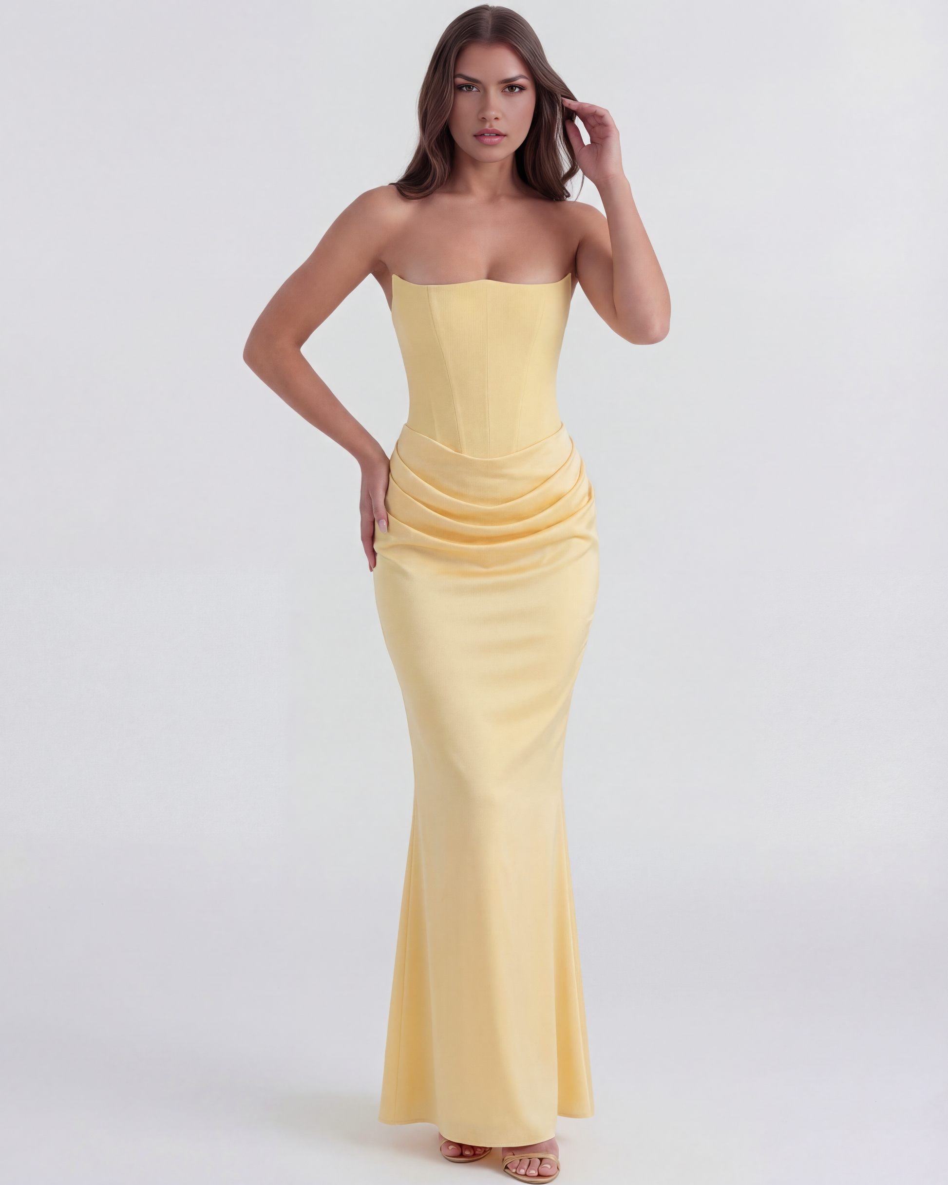 Vestido Rosalind en color amarillo mantequilla - Cloe Montiel