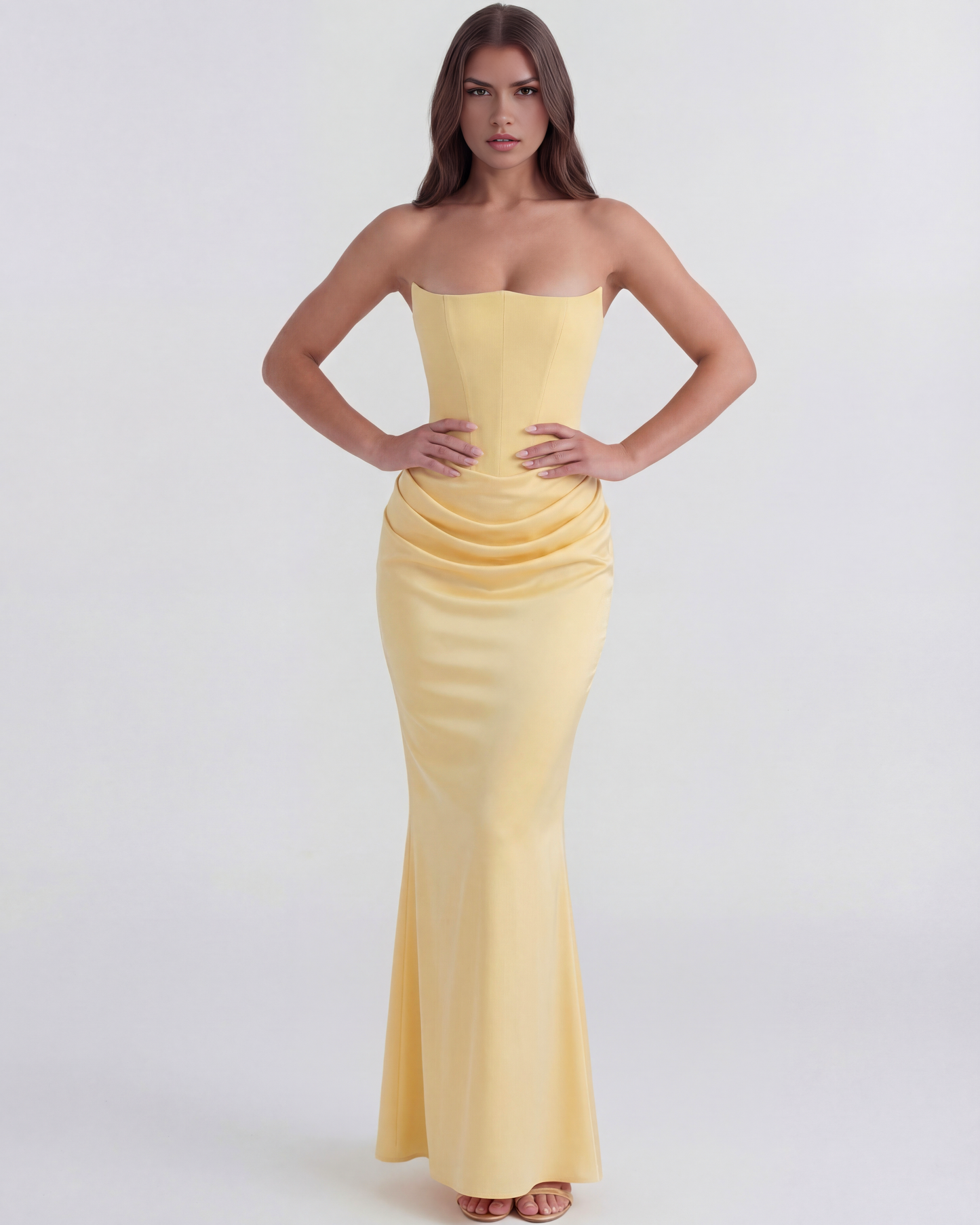 Vestido Rosalind en color amarillo mantequilla - Cloe Montiel