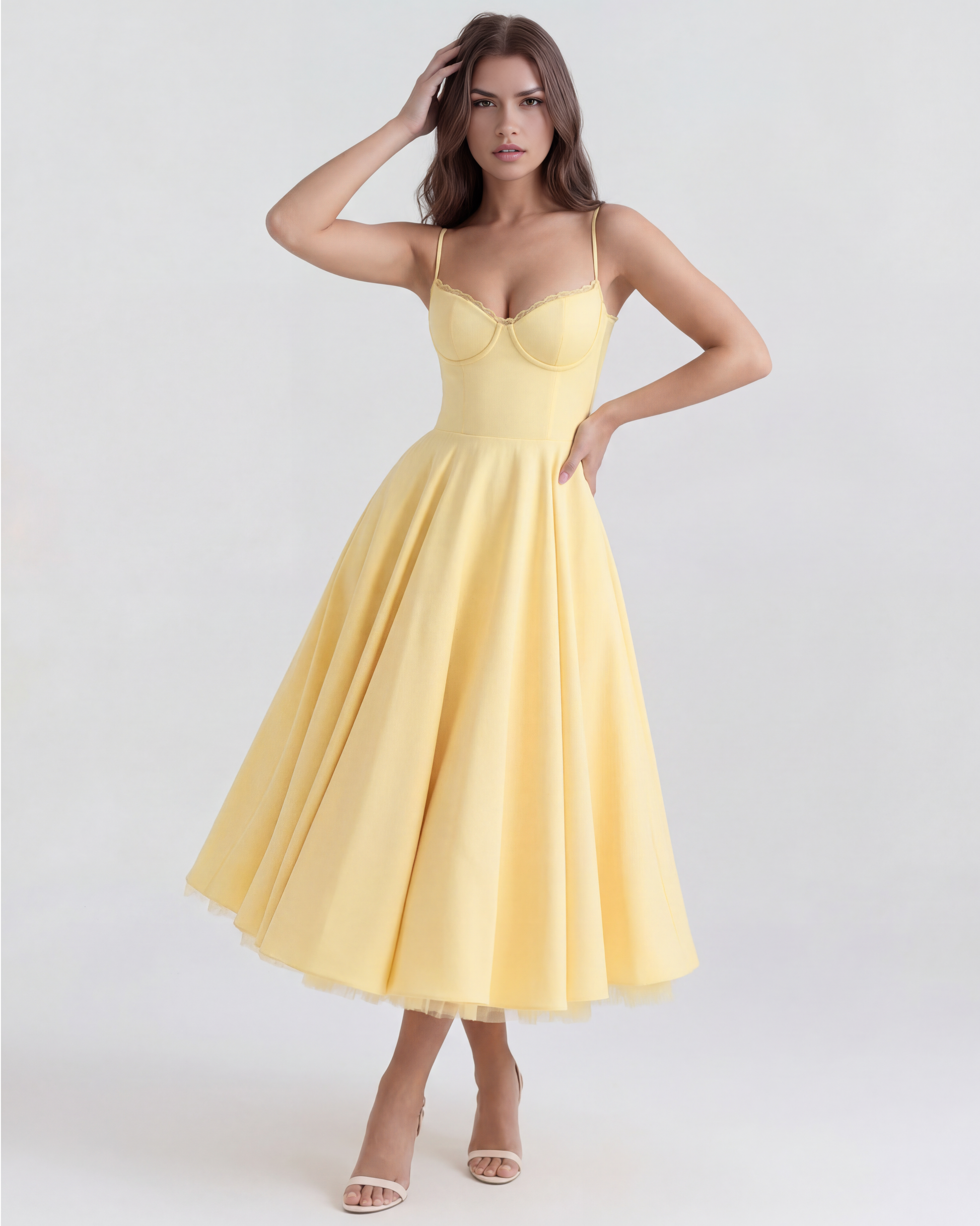 Vestido Selene en color amarillo mantequilla - Cloe Montiel