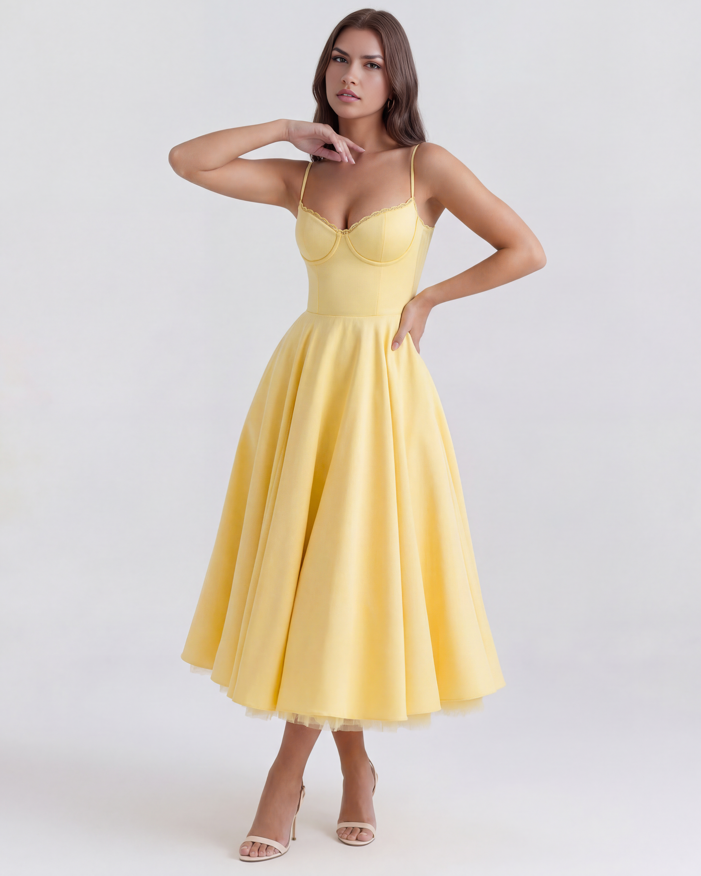 Vestido Selene en color amarillo mantequilla - Cloe Montiel