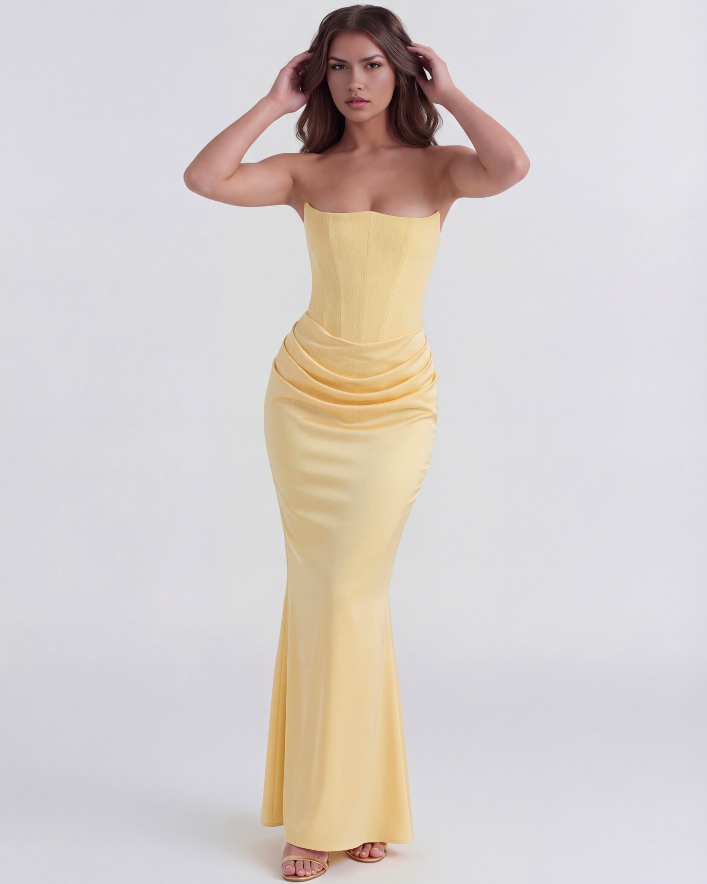 Vestido Rosalind en color amarillo mantequilla - Cloe Montiel