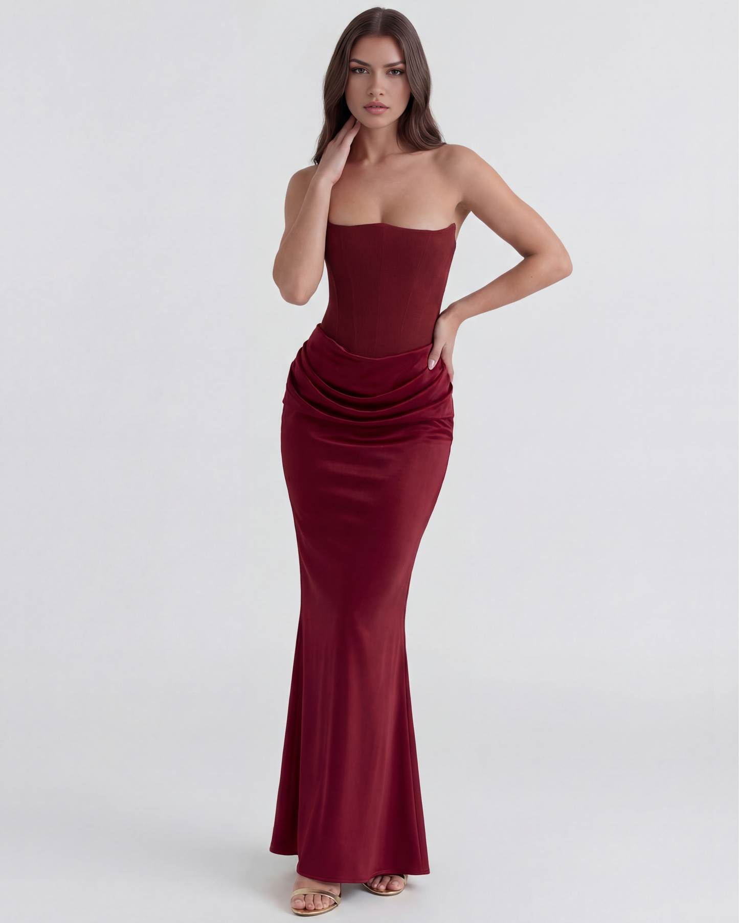 Vestido Rosalind en color burdeos - Cloe Montiel