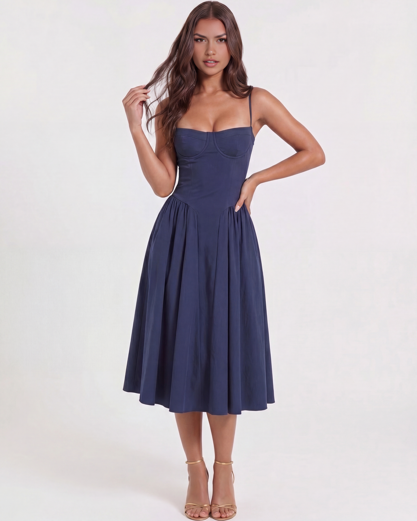 Vestido Francesca en color azul marino - Cloe Montiel