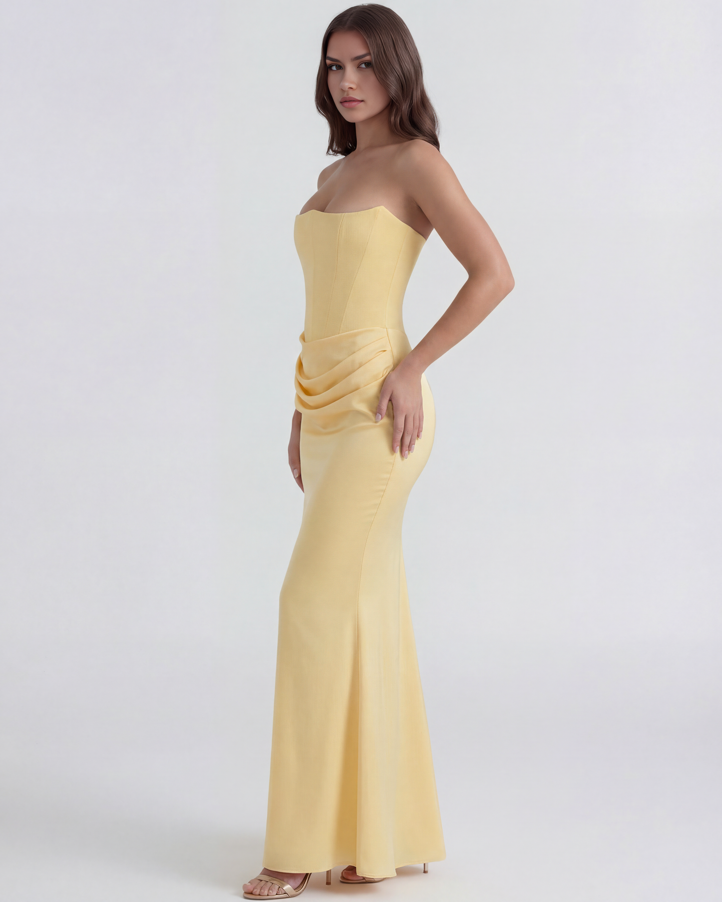 Vestido Rosalind en color amarillo mantequilla - Cloe Montiel