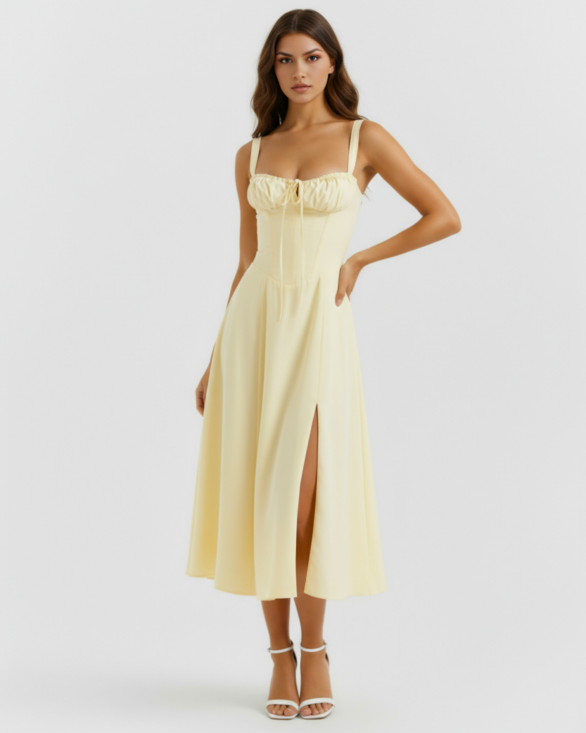 Vestido Aurora en color amarillo claro - Cloe Montiel