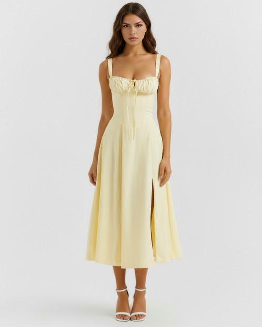 Vestido Aurora en color amarillo claro - Cloe Montiel