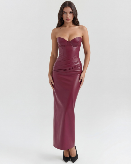 Vestido Vanessa en color burdeos - Cloe Montiel