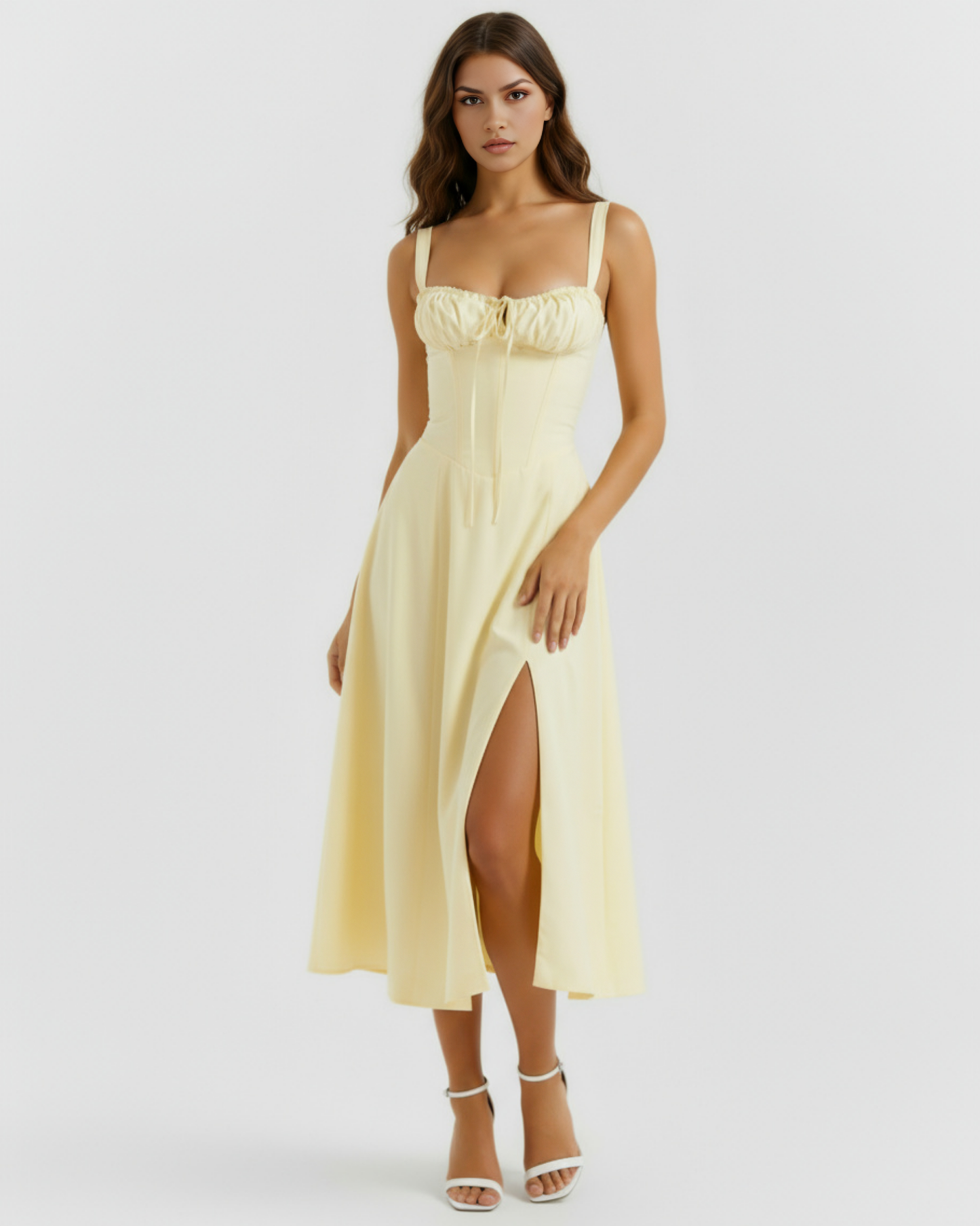 Vestido Aurora en color amarillo claro - Cloe Montiel