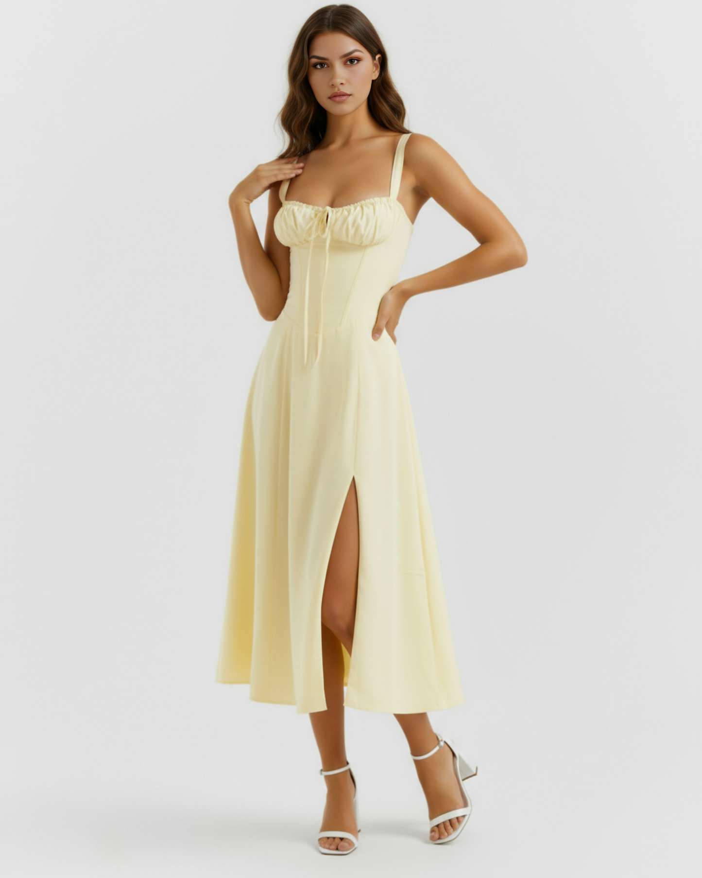 Vestido Aurora en color amarillo claro - Cloe Montiel