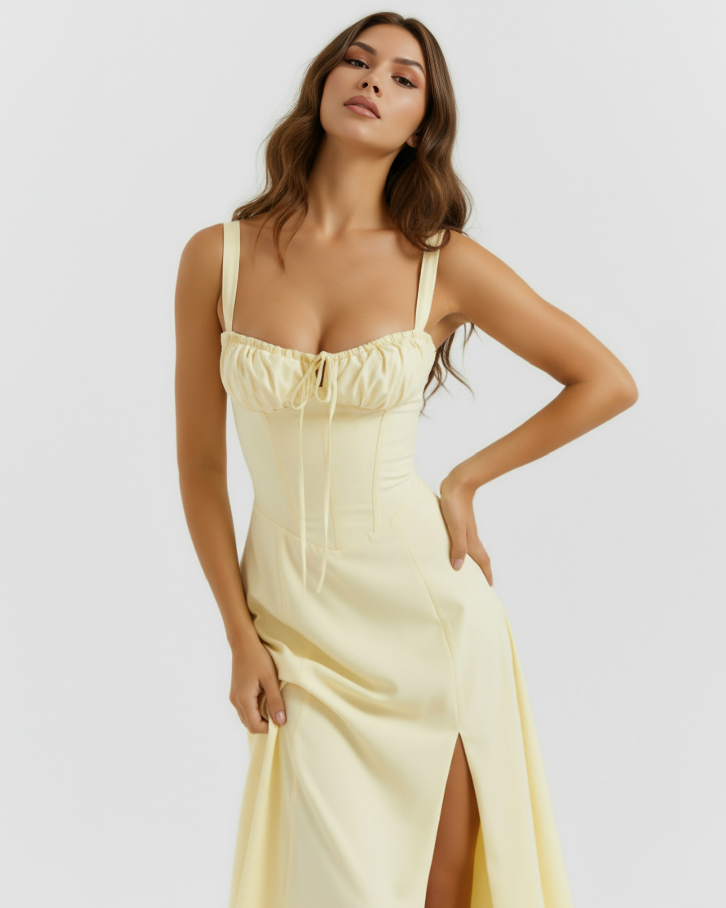 Vestido Aurora en color amarillo claro - Cloe Montiel