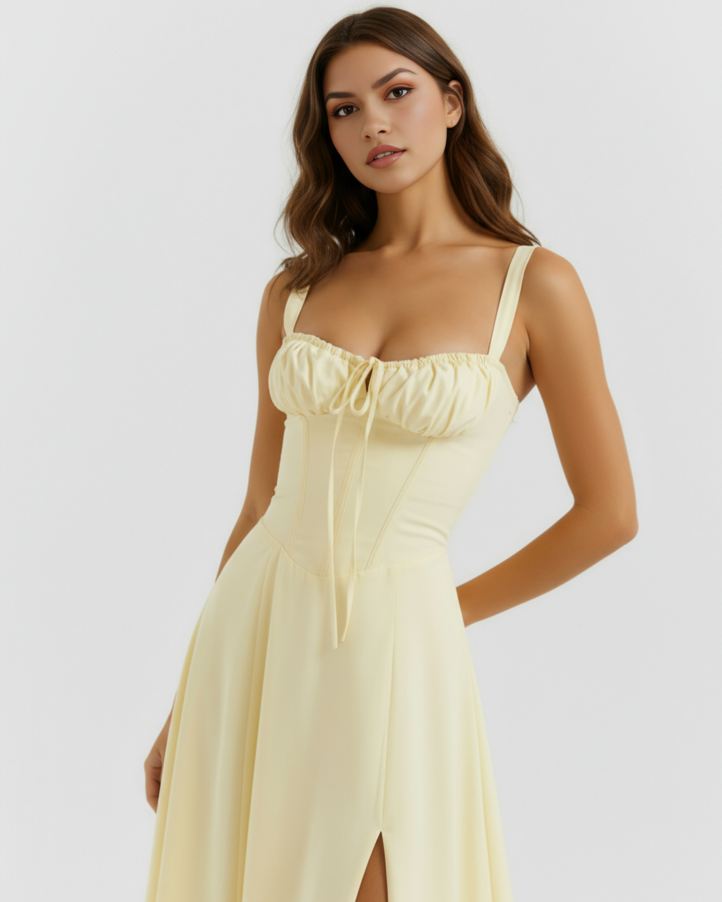 Vestido Aurora en color amarillo claro - Cloe Montiel