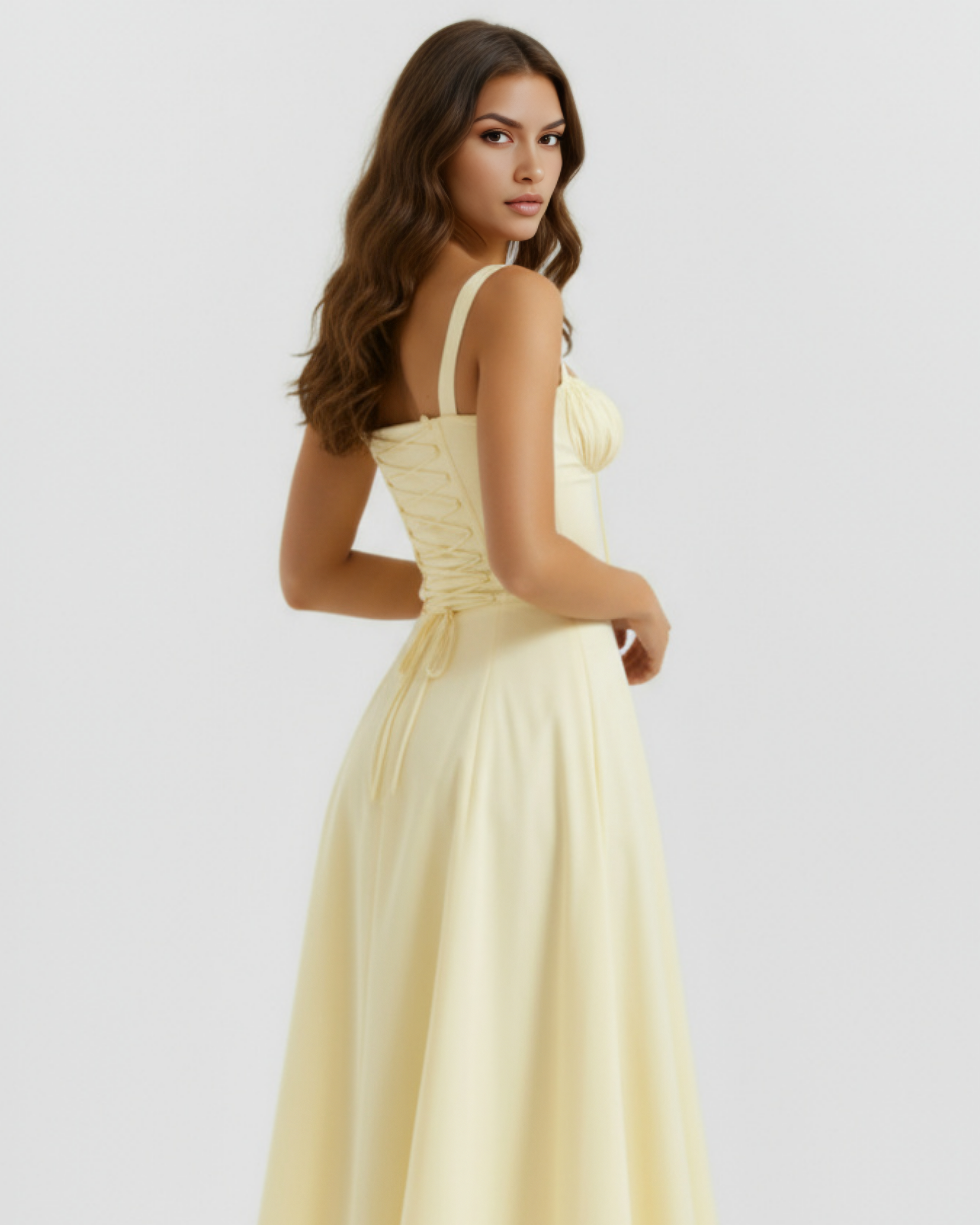 Vestido Aurora en color amarillo claro - Cloe Montiel