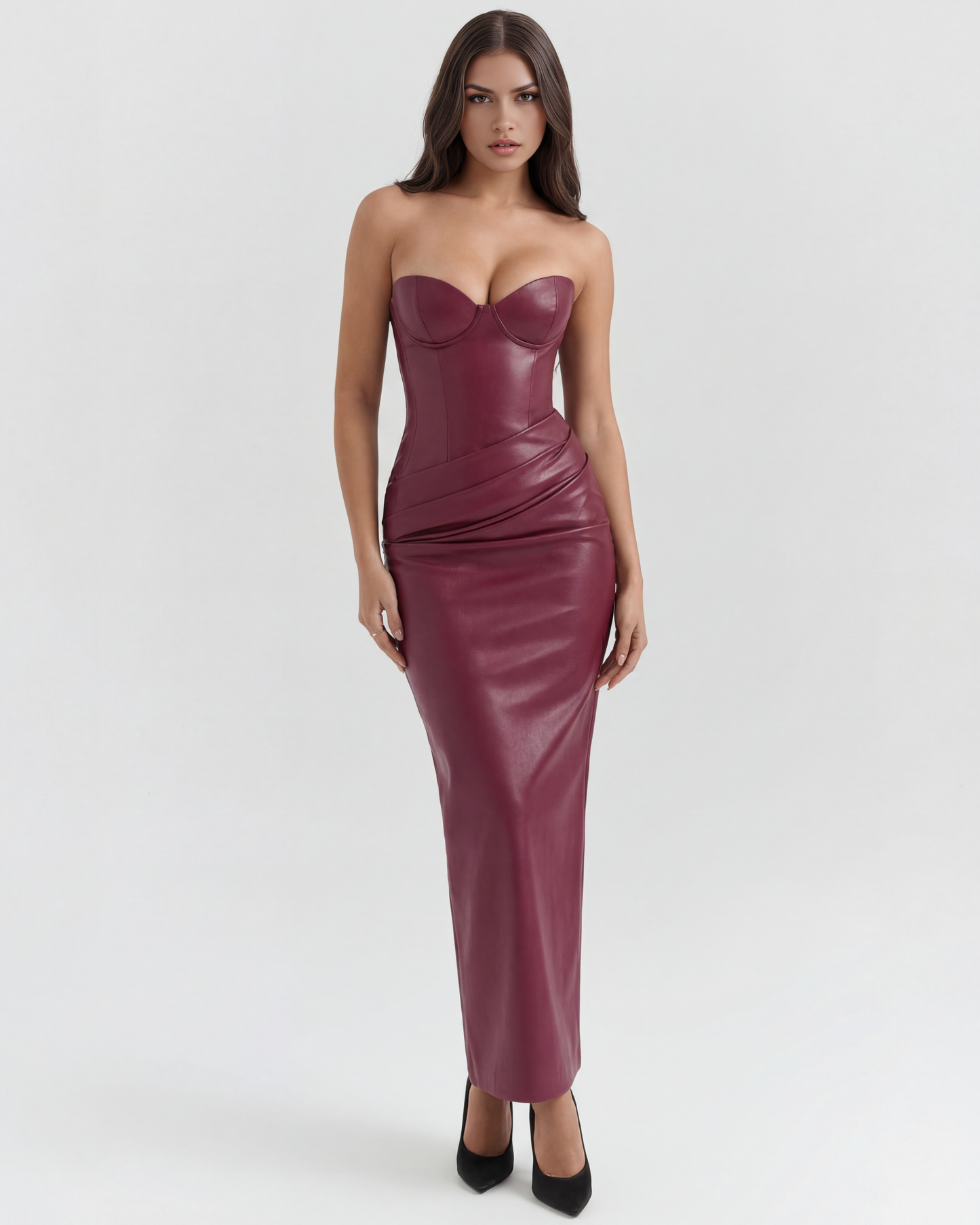 Vestido Vanessa en color burdeos - Cloe Montiel