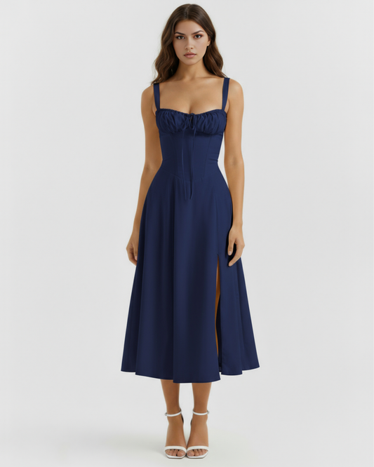 Vestido Aurora en color azul oscuro - Cloe Montiel