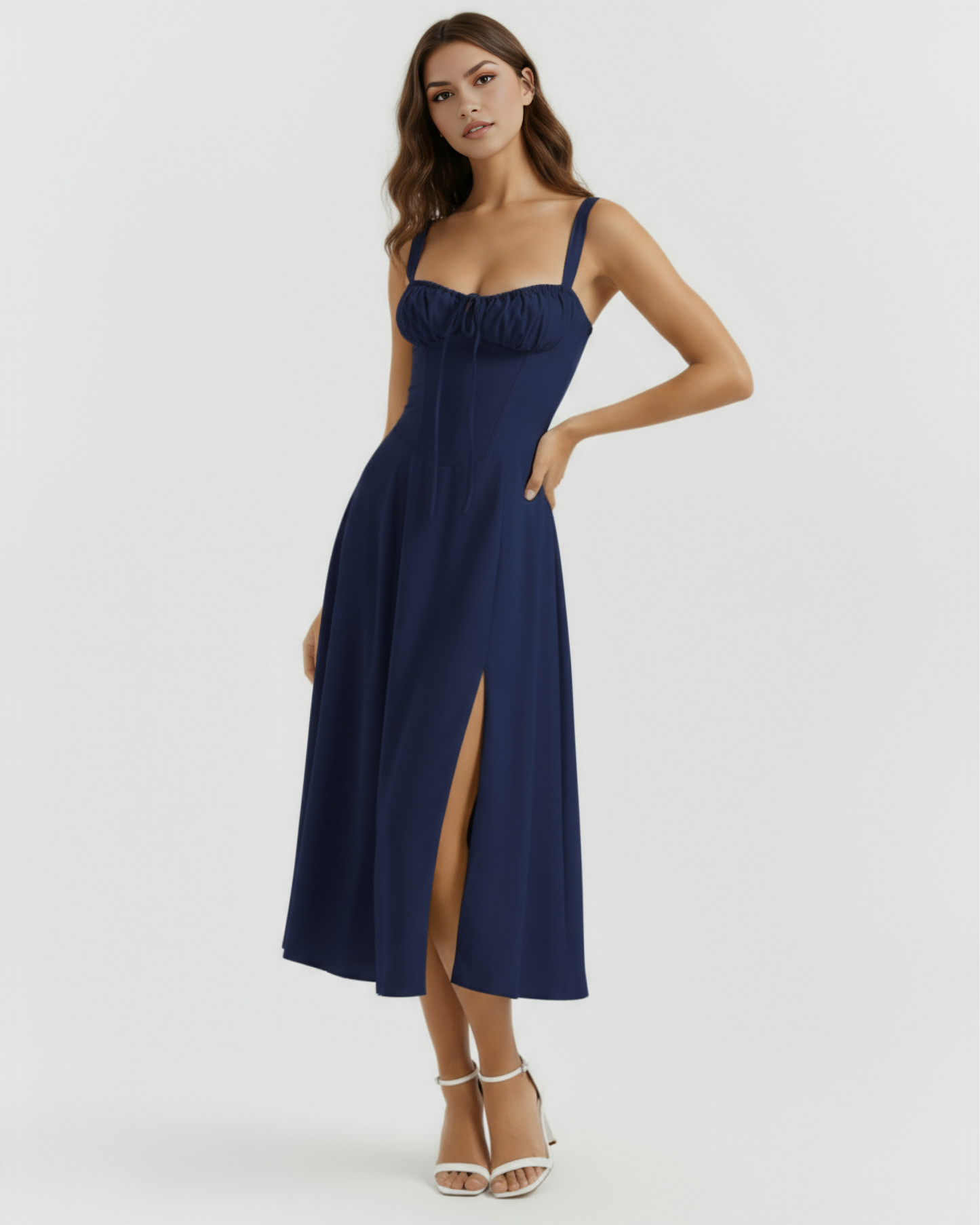 Vestido Aurora en color azul oscuro - Cloe Montiel