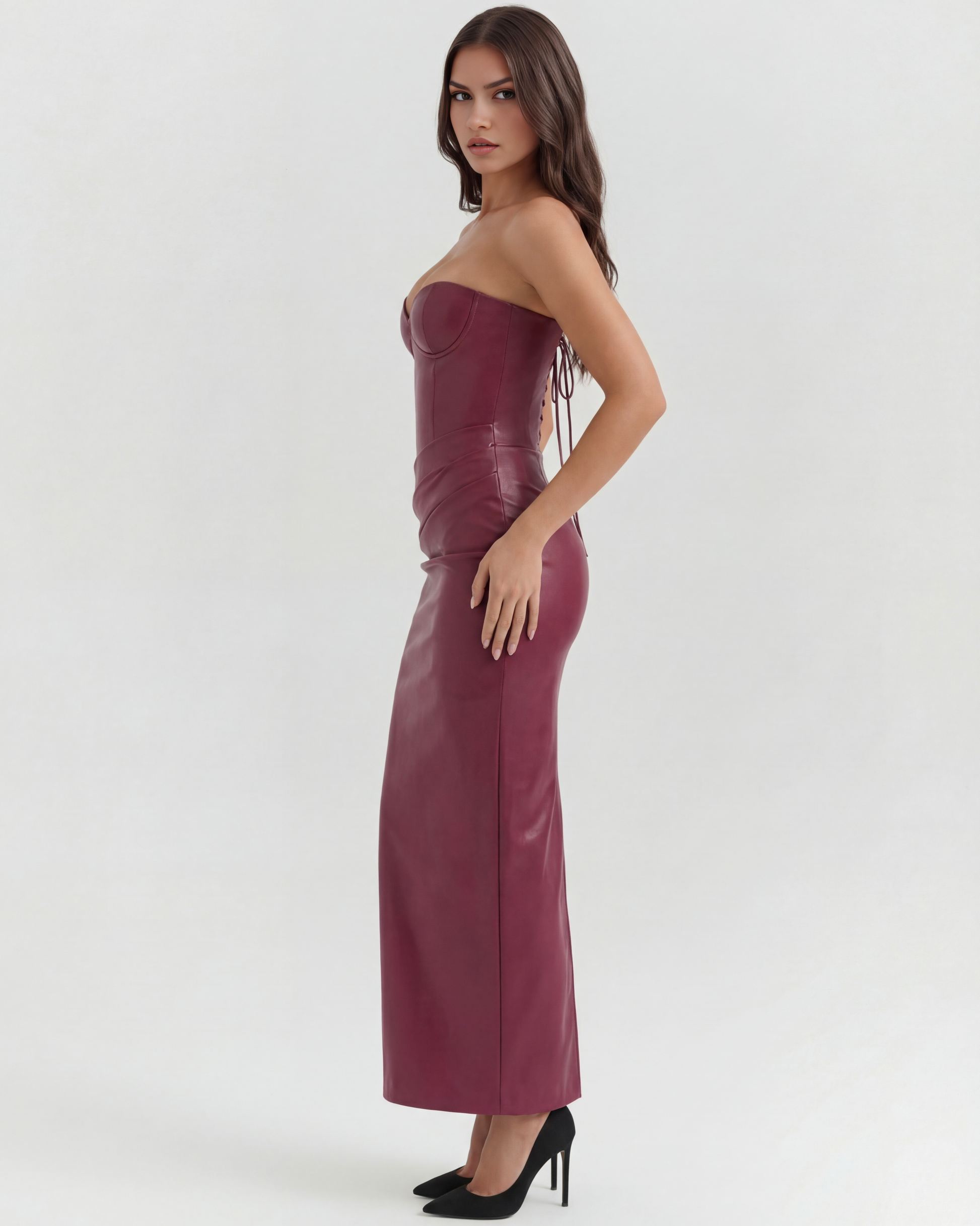 Vestido Vanessa en color burdeos - Cloe Montiel