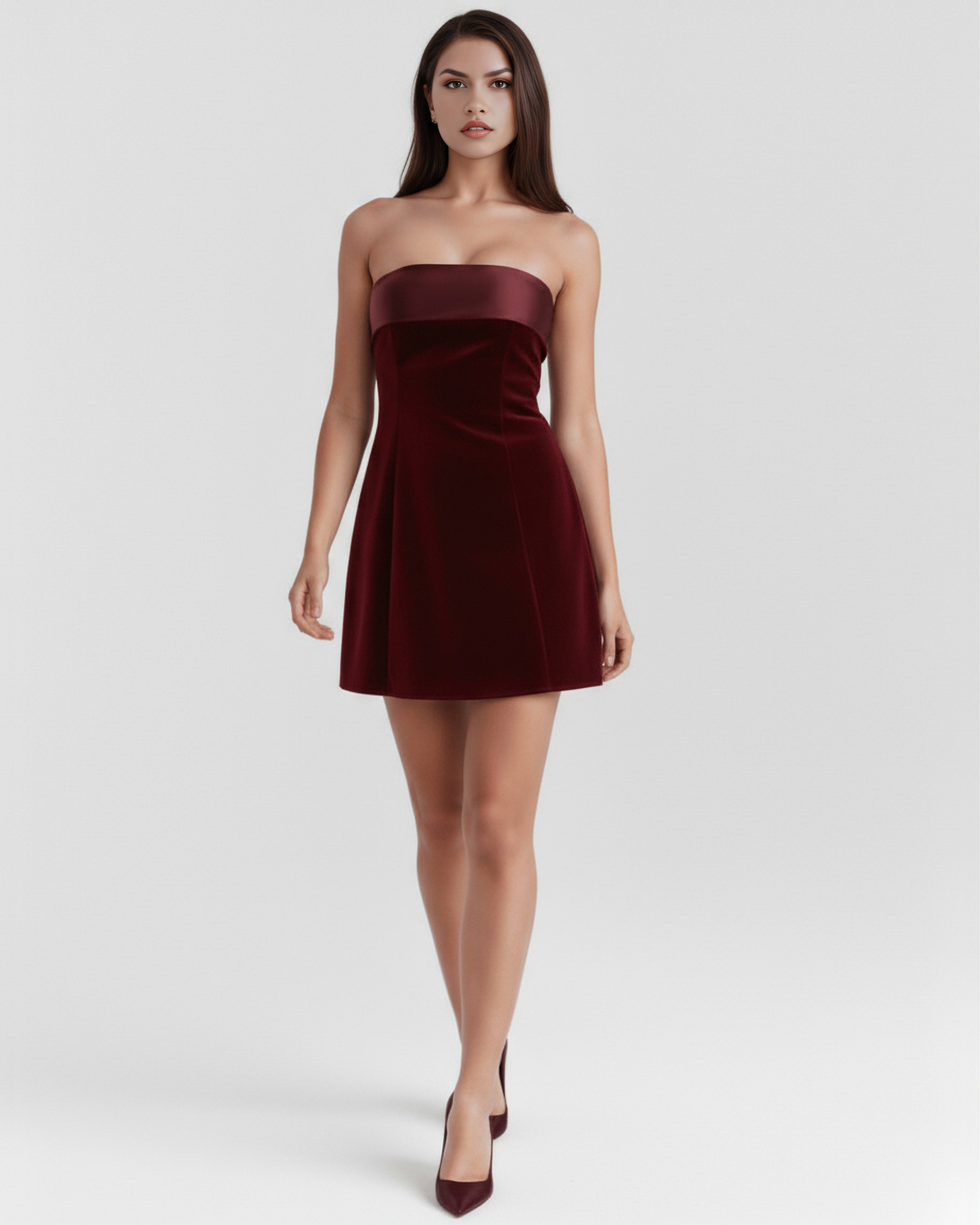 Vestido Valentina en color burdeos - Cloe Montiel
