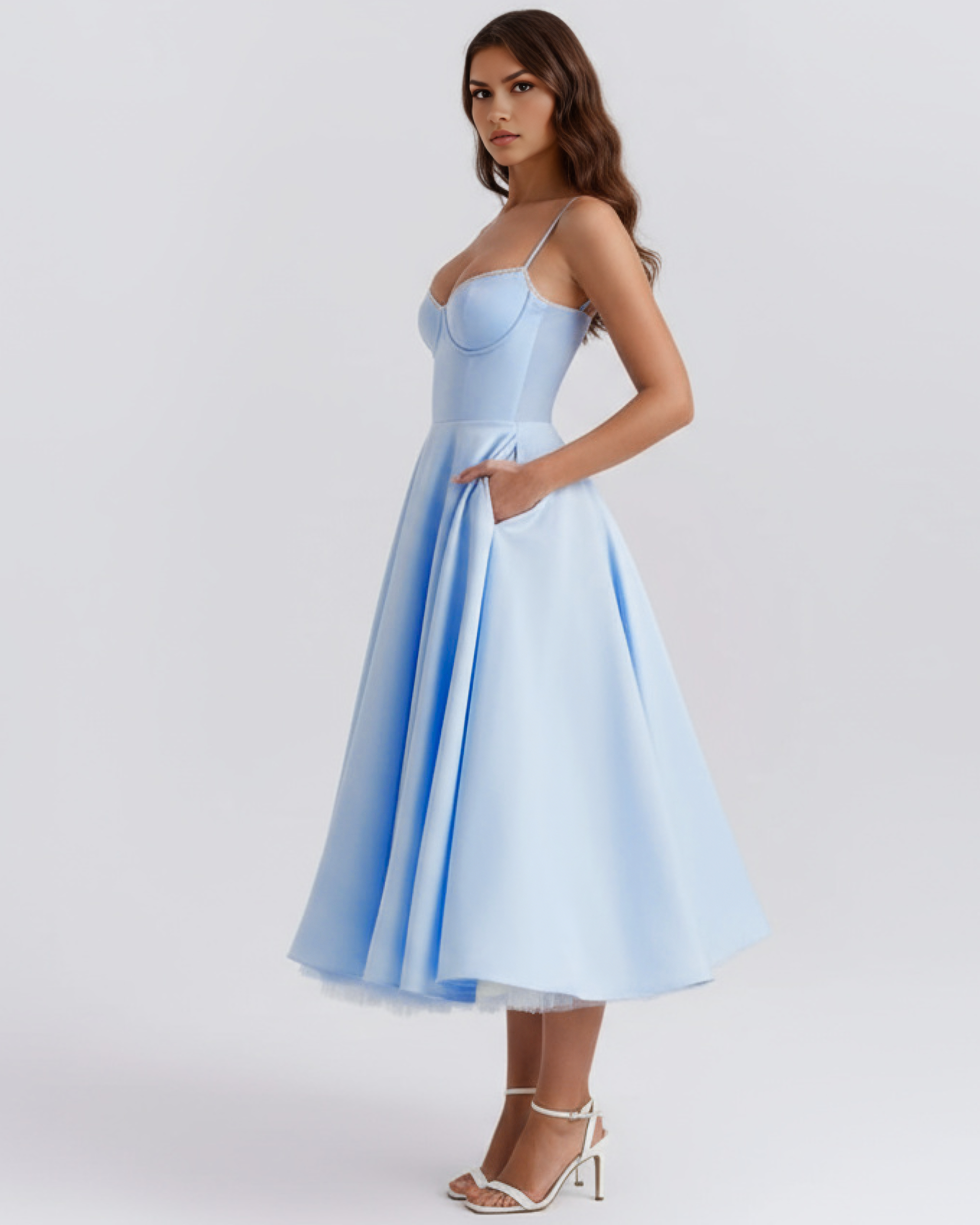 Vestido Selene en color azul bebé - Cloe Montiel