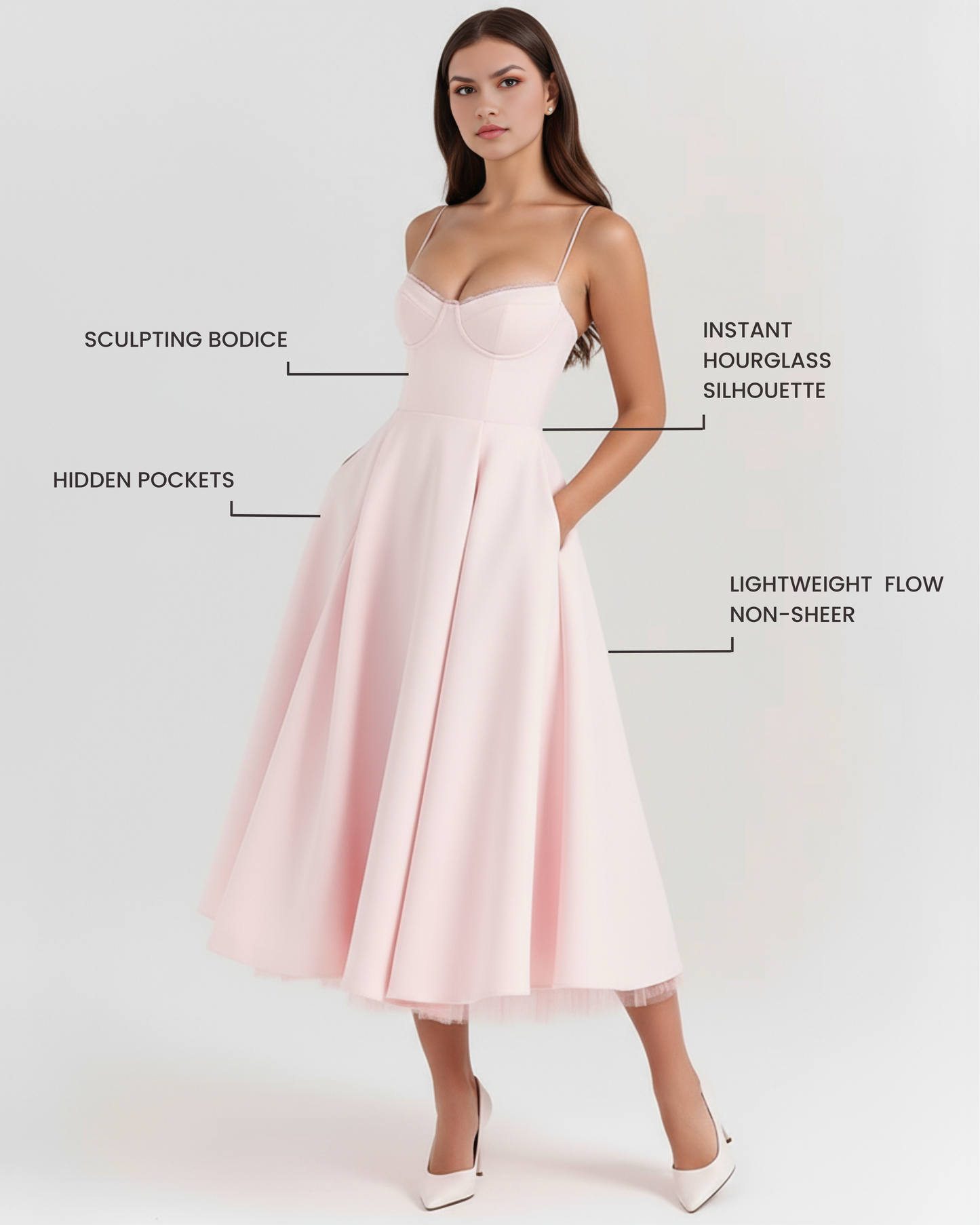 Vestido Selene en color rosa empolvado - Cloe Montiel