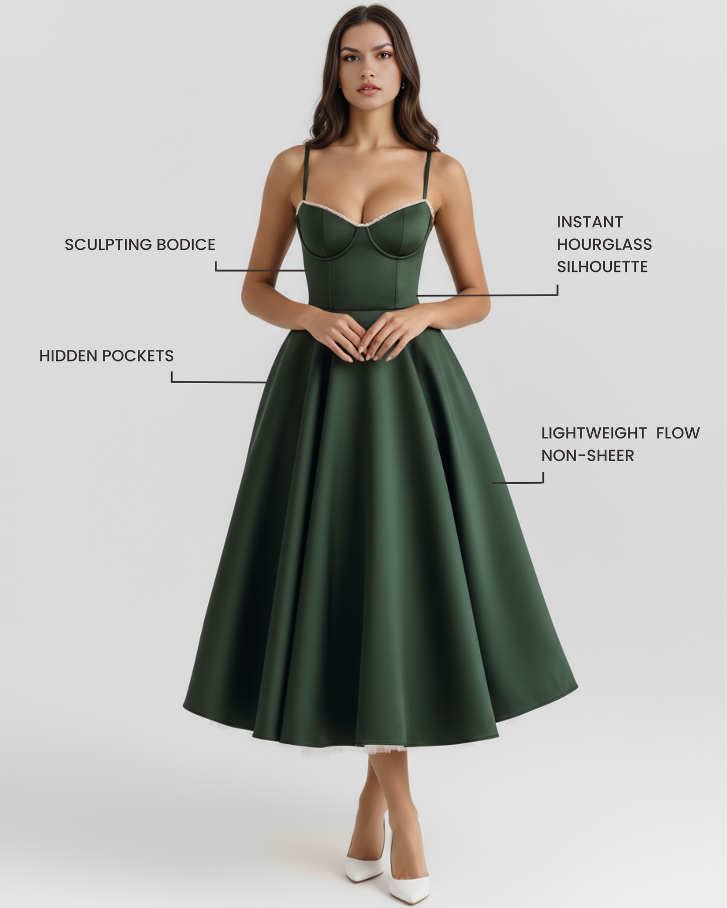 Vestido Selene en color verde bosque - Cloe Montiel