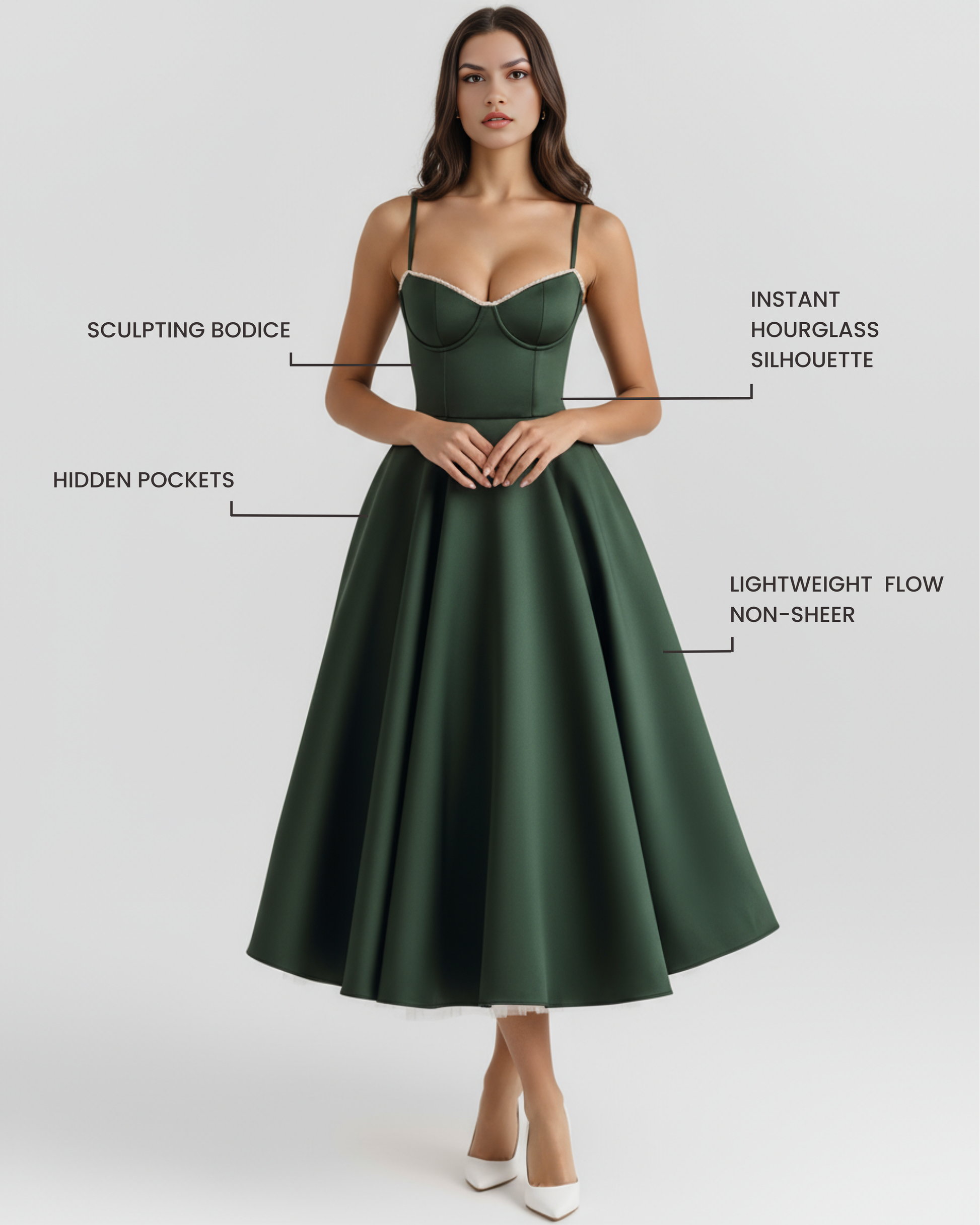 Vestido Selene en color verde bosque - Cloe Montiel