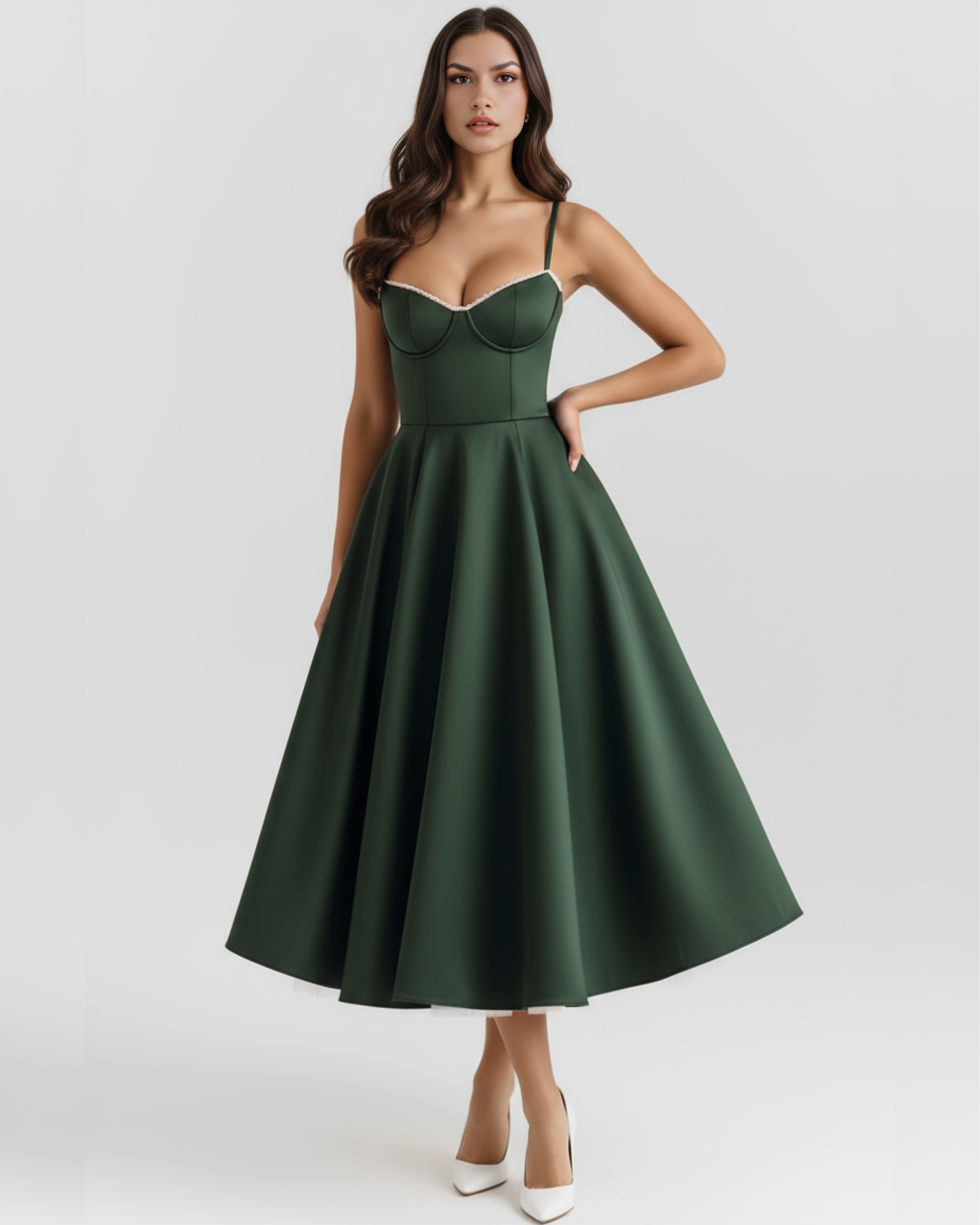 Vestido Selene en color verde bosque - Cloe Montiel