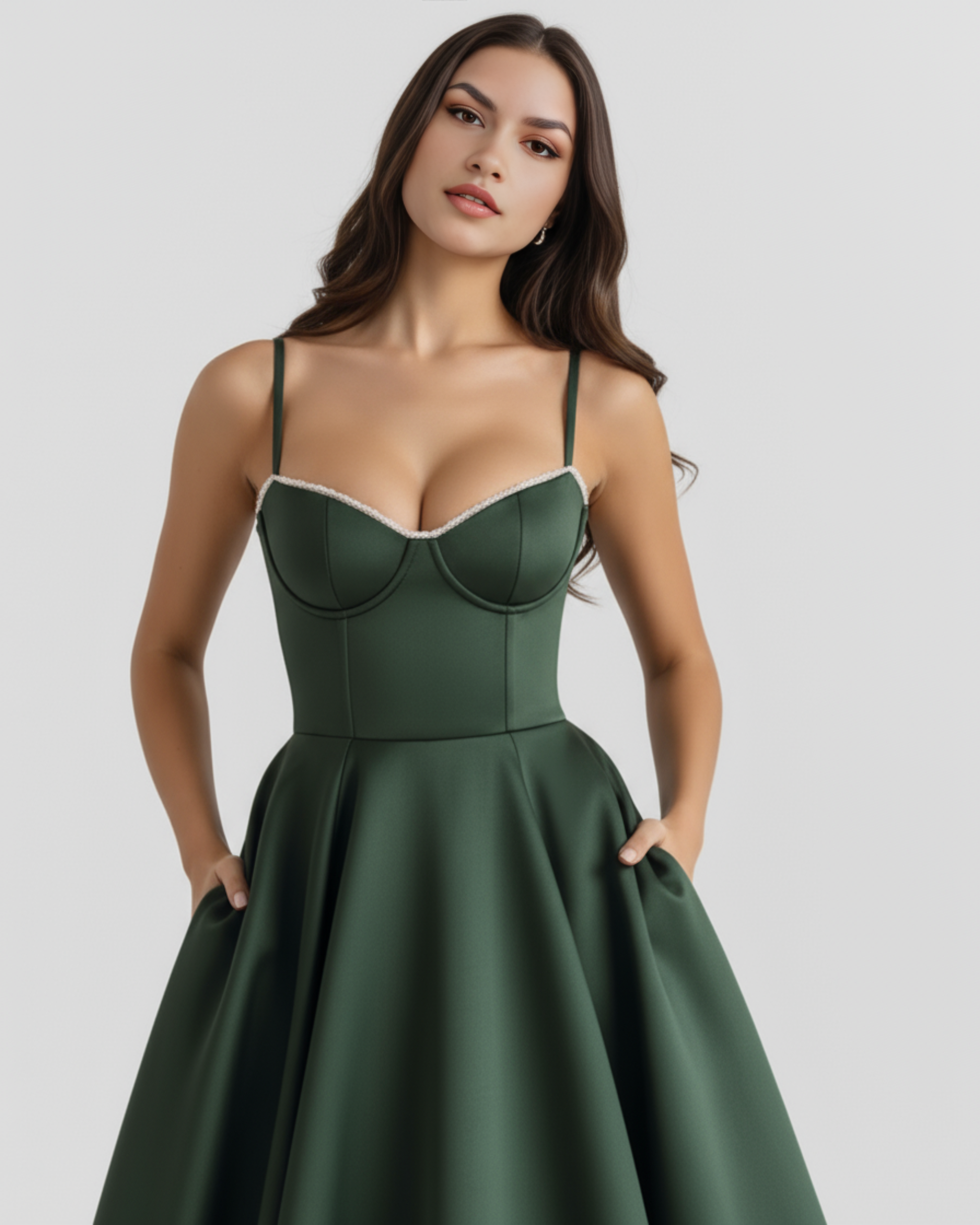 Vestido Selene en color verde bosque - Cloe Montiel