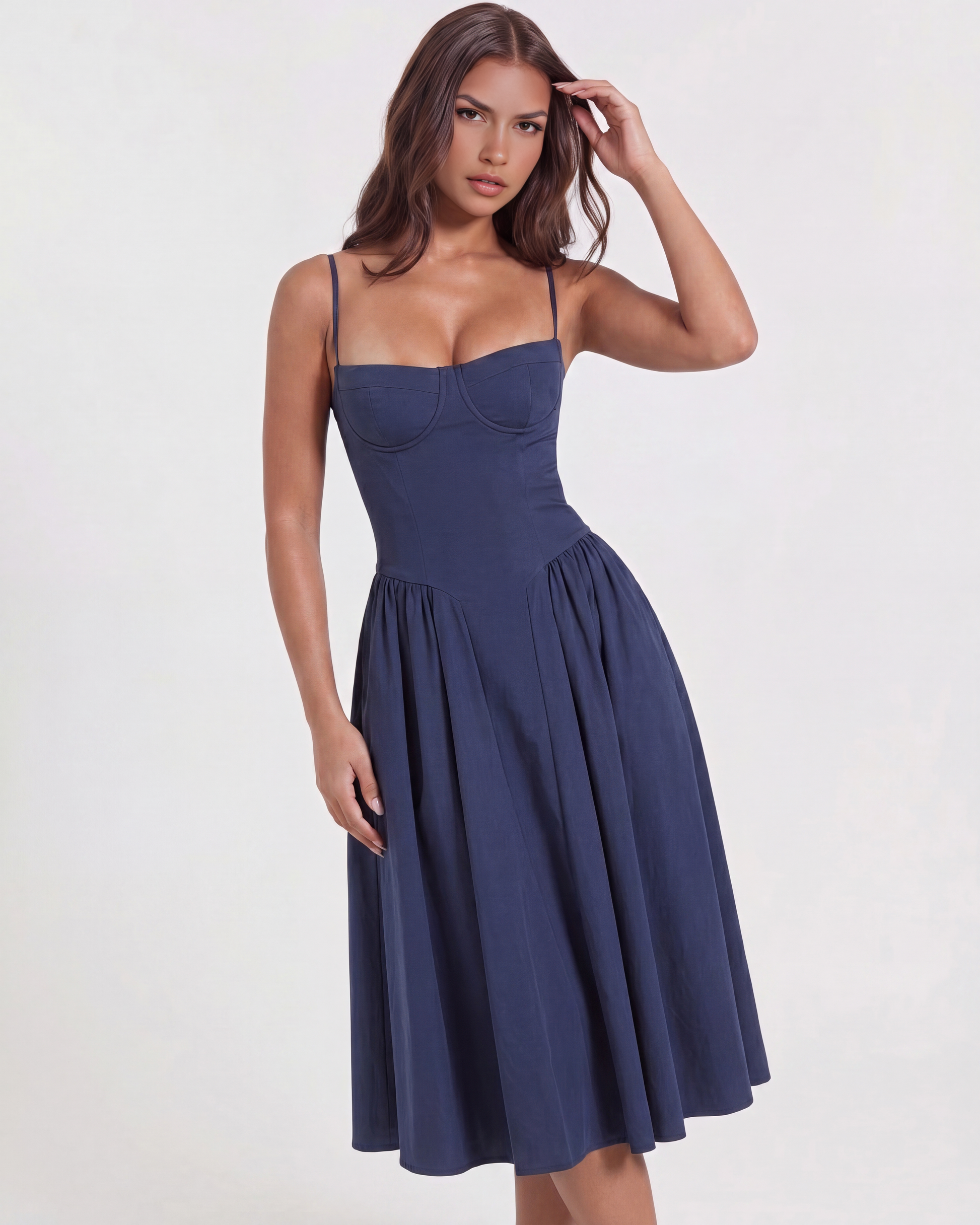 Vestido Francesca en color azul marino - Cloe Montiel