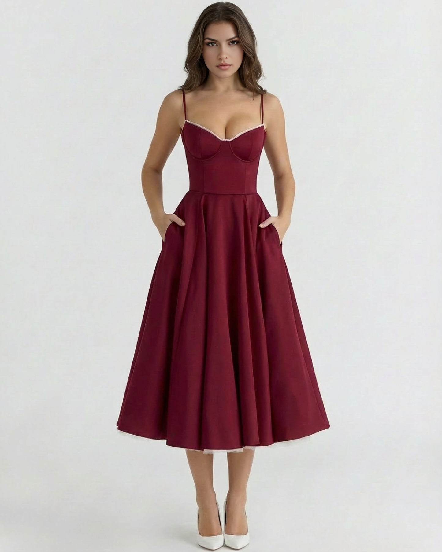Vestido Selene en color burdeos - Cloe Montiel