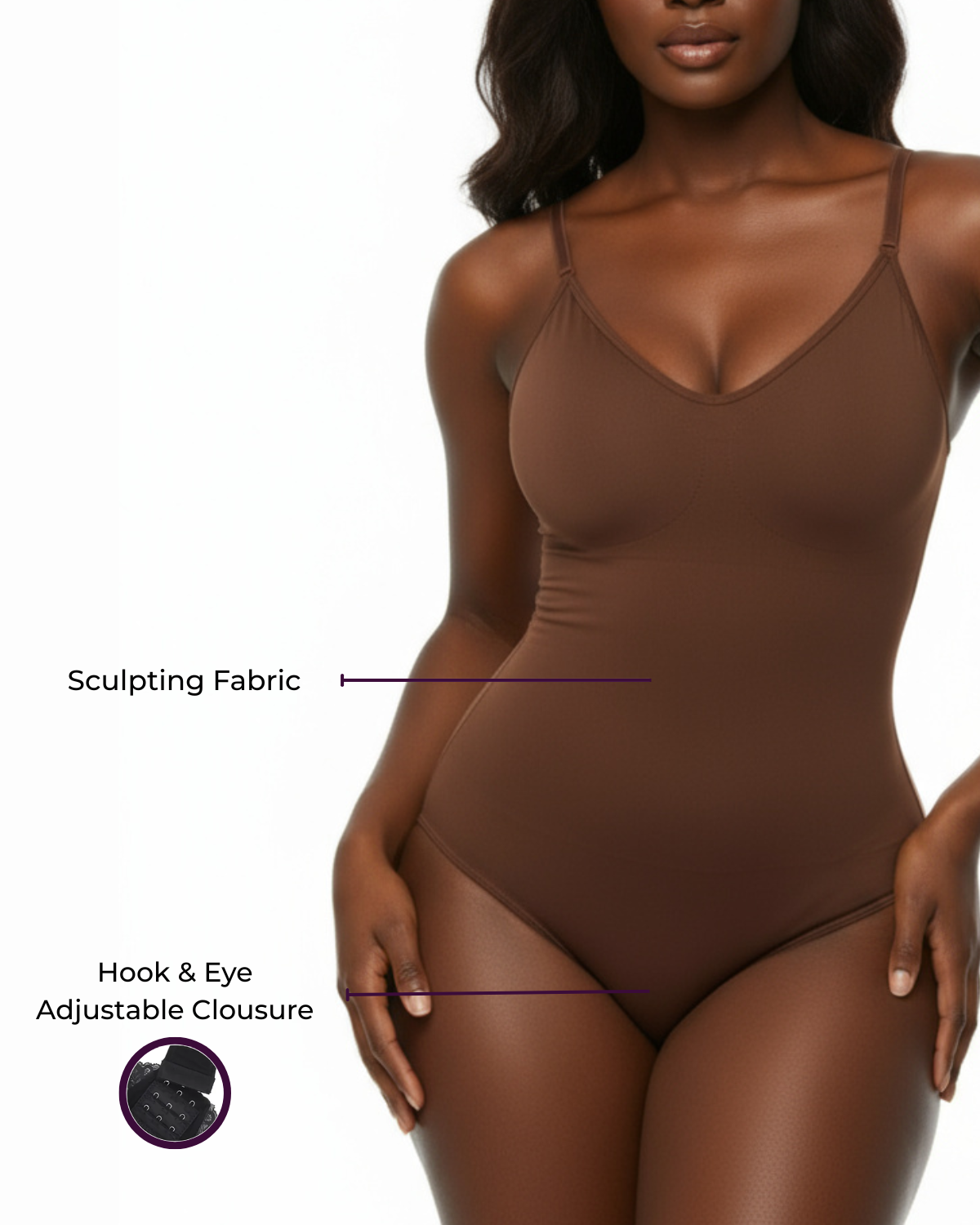 Snatched Shapewear Bodysuit en color marrón - Cloe Montiel