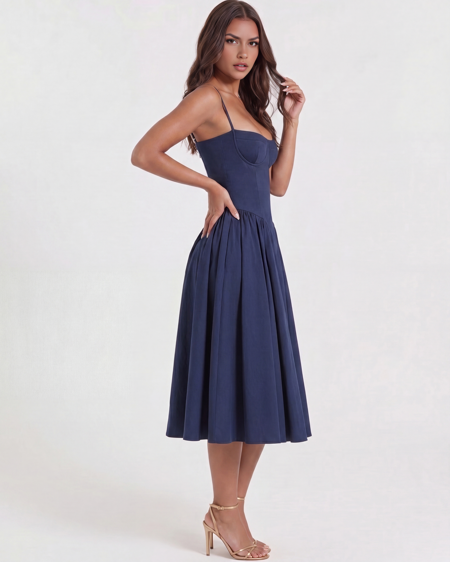 Vestido Francesca en color azul marino - Cloe Montiel