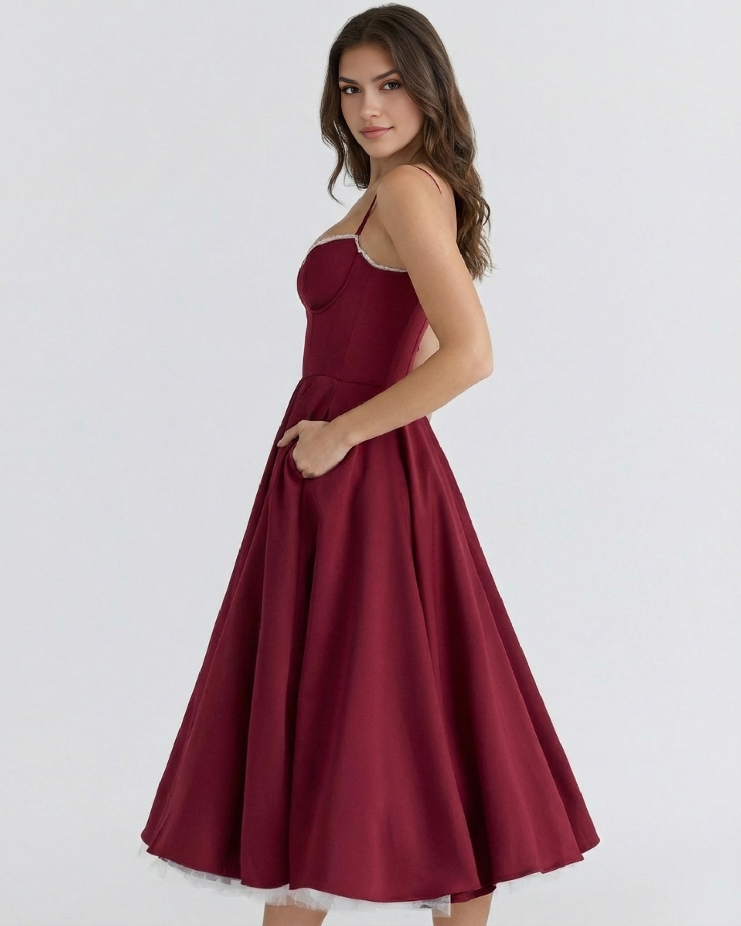 Vestido Selene en color burdeos - Cloe Montiel