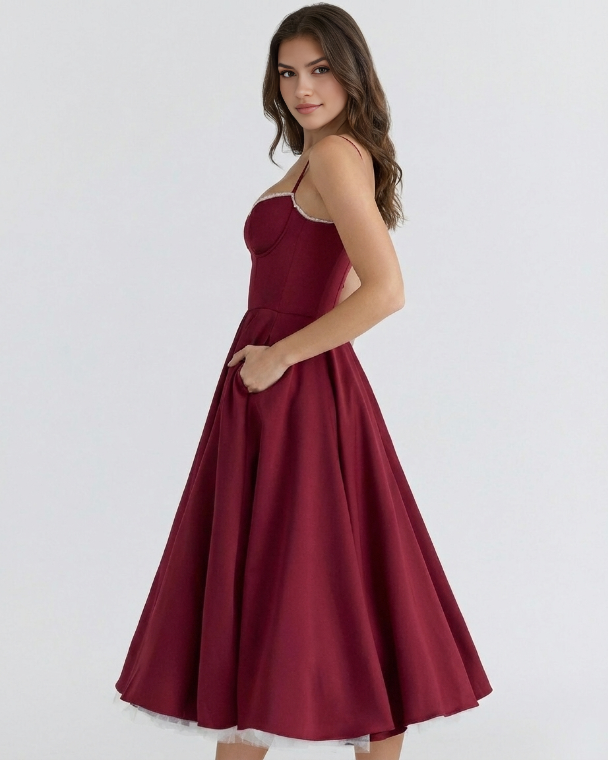 Vestido Selene en color burdeos - Cloe Montiel