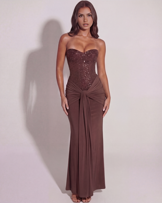 Vestido Jasmine en color chocolate - Cloe Montiel