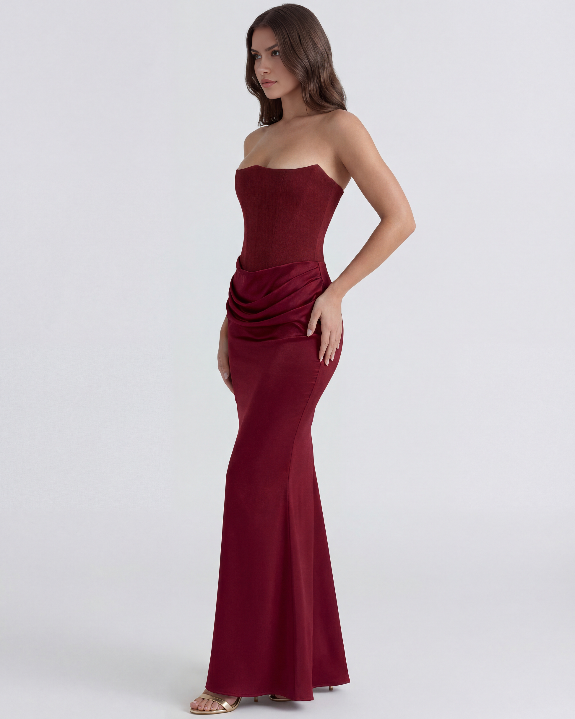Vestido Rosalind en color burdeos - Cloe Montiel