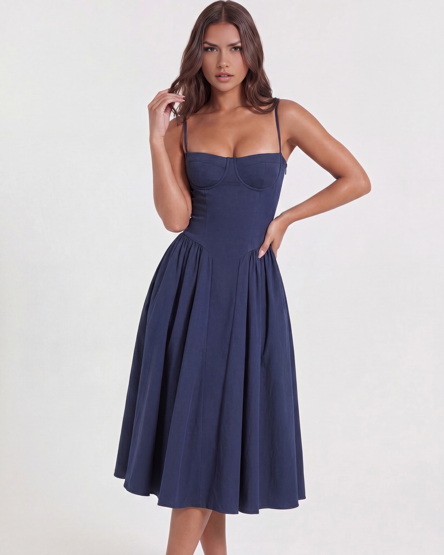 Vestido Francesca en color azul marino - Cloe Montiel