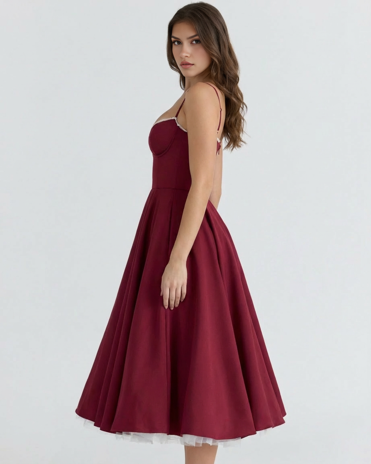 Vestido Selene en color burdeos - Cloe Montiel