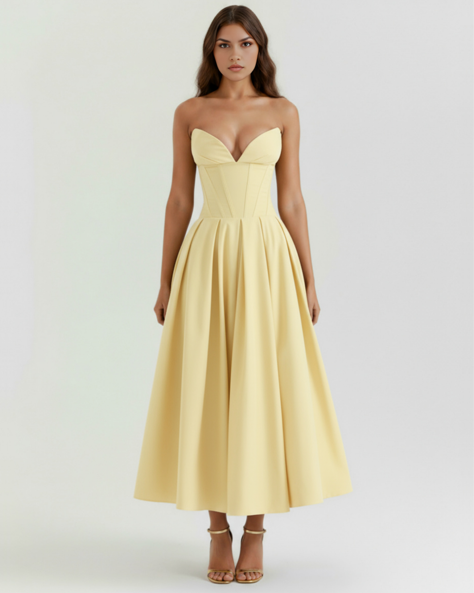 Vestido Amalfi en color amarillo claro - Cloe Montiel