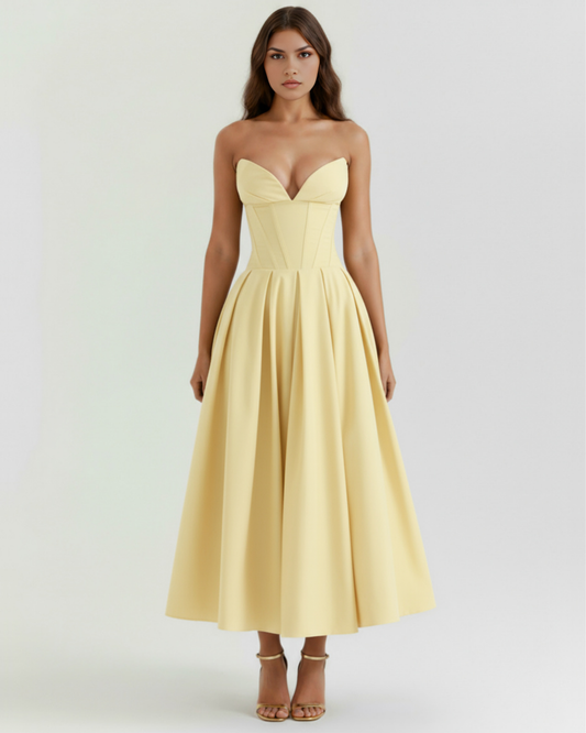 Vestido Amalfi en color amarillo claro - Cloe Montiel