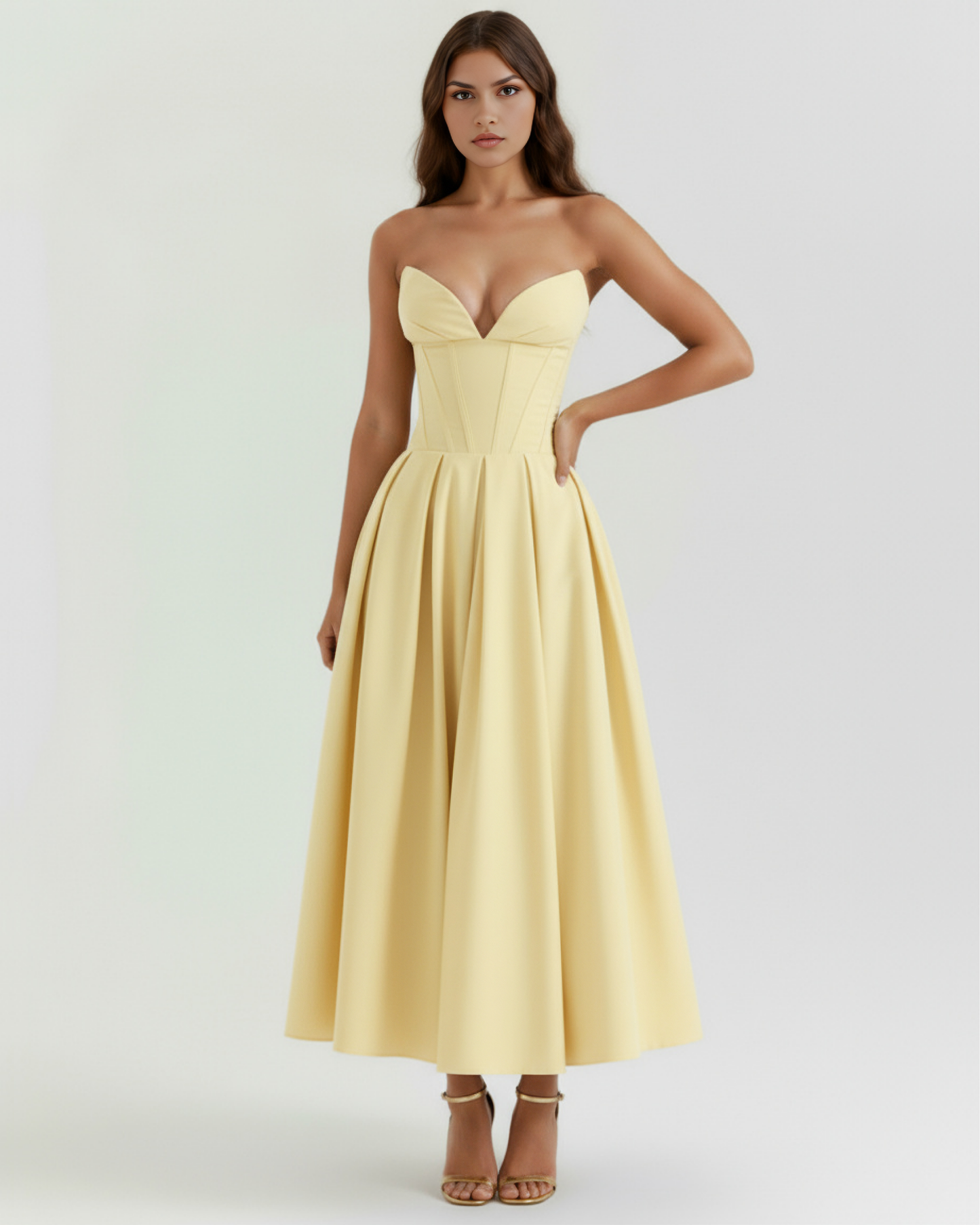 Vestido Amalfi en color amarillo claro - Cloe Montiel